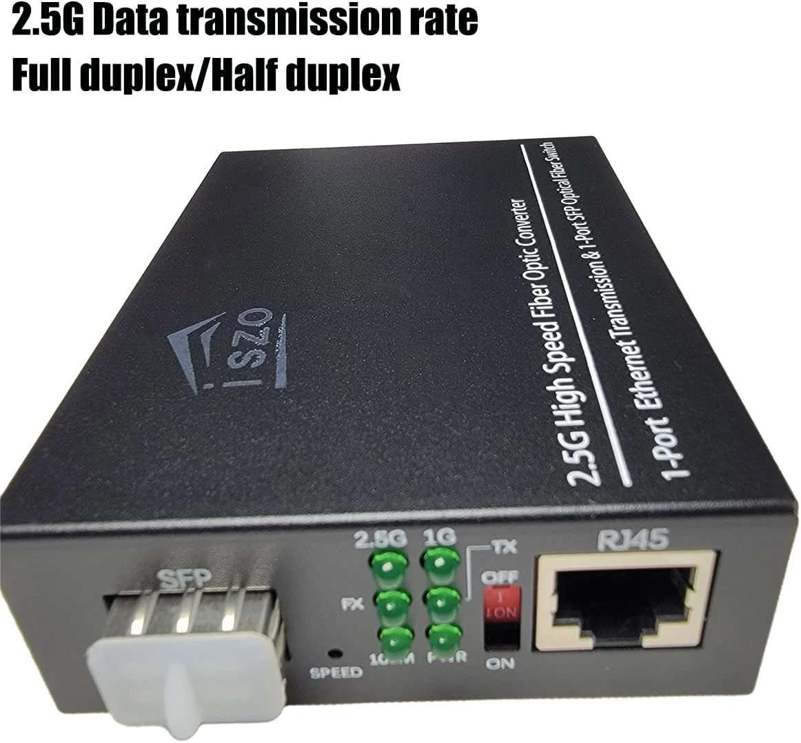 مبدل رسانه ای فرستنده و گیرنده پورت SFP ایزو 2.5G، محدوده 20 کیلومتر SM، RJ45 100M/1000M/2.5G انطباقی، دوطرفه کامل/نیمه دوطرفه، پورت TTL داخلی، همچنین با استیک های GPON SFP ONU 2.5G/1G مانند 5671A و G-010S-P و غیره کار می کند.