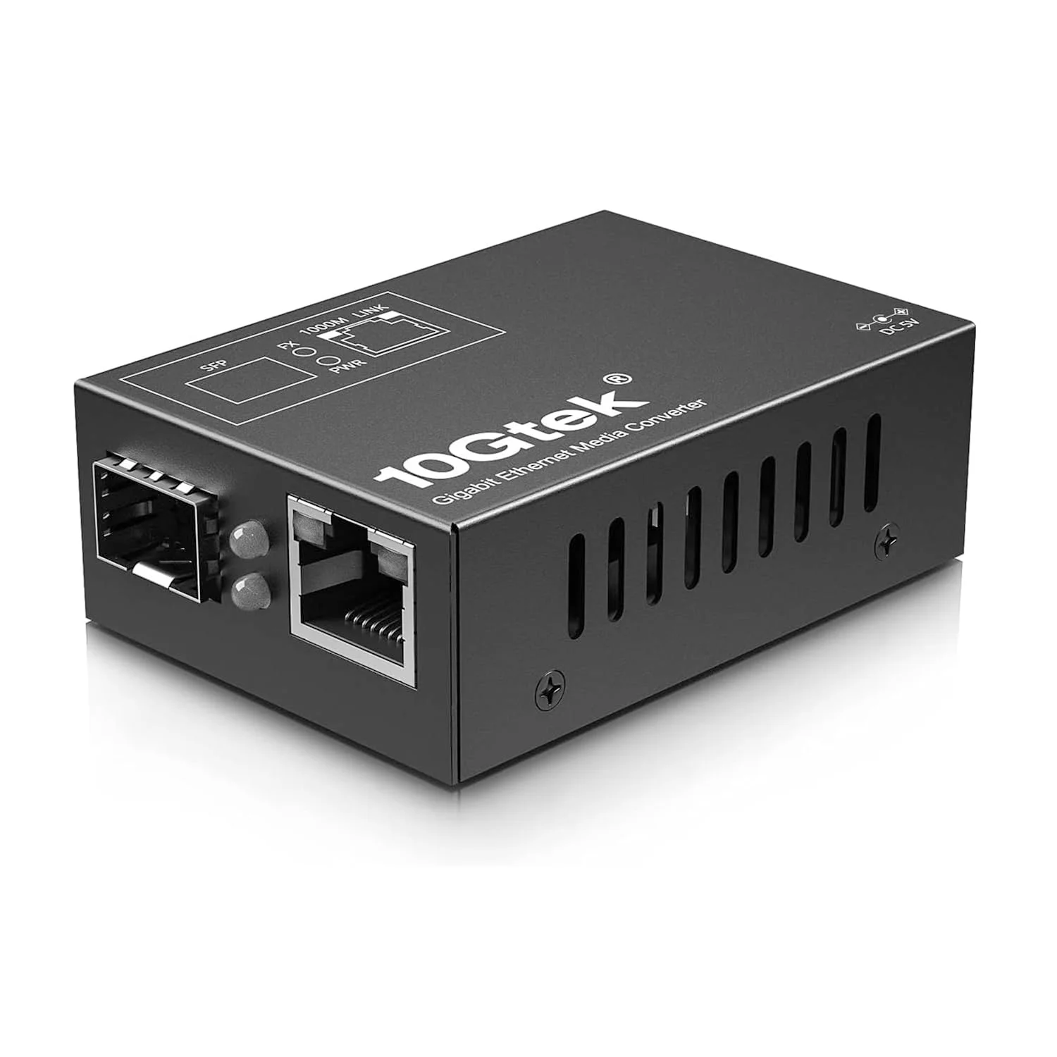 مبدل رسانه گیگابیتی اترنت 10Gtek [سایز مینی]، مبدل فیبر SFP به اترنت RJ45 برای 10/100/1000Base-Tx به SFP (اسلات SFP بدون ماژول)، دارای گواهی UL