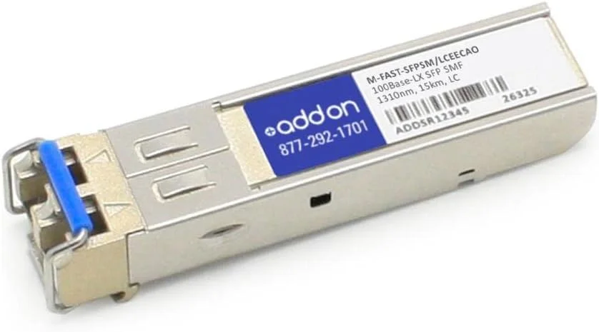 ماژول فرستنده-گیرنده AddOn - SFP (mini-GBIC) (معادل: Hirschmann M-FAST-SFP SM/LC EEC) - 100Mb LAN - 100Base-LX - LC تک حالته - تا 15 کیلومتر - 1310 نانومتر