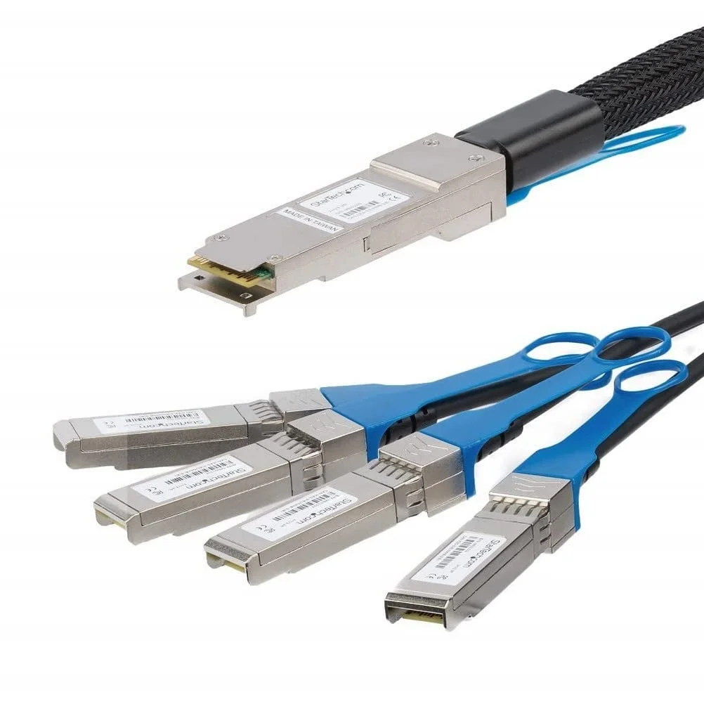 کابل اتصال مستقیم QSFP+ به 4x SFP+ Twinax استار تک، سازگار با MSA بدون کد - 1 متر - کابل مسی DAC پسیو با توان پایین 40 گیگابیت بر ثانیه (QSFP4SFPPC1M)