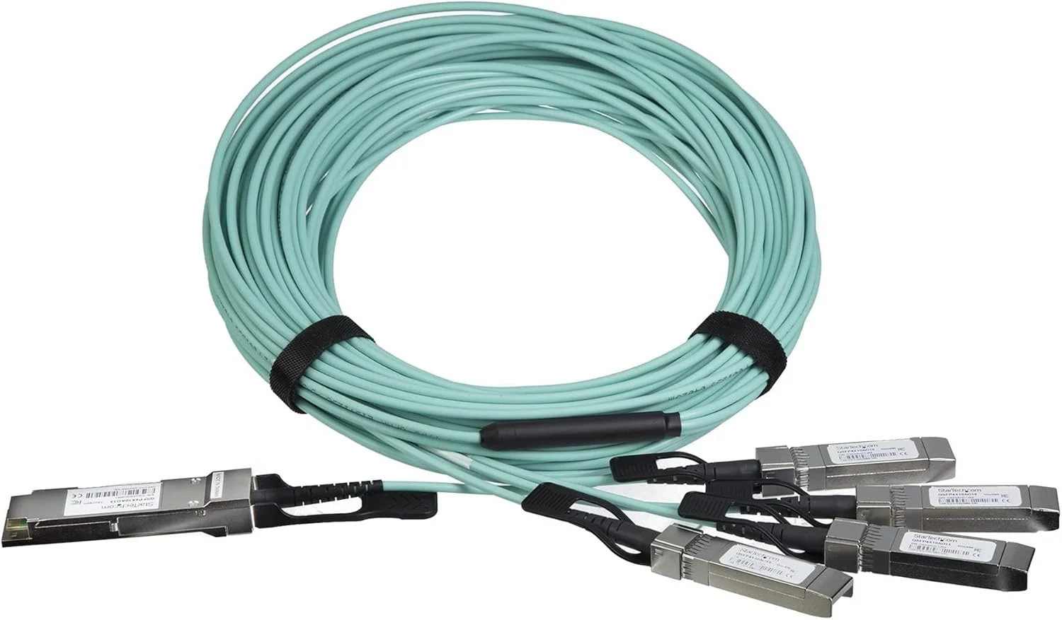 کابل بریک اوت StarTech.com AOC برای Cisco QSFP-4X10G-AOC10M-15m/49ft 40G 1x QSFP+ به 4x SFP+ AOC - ماژول فرستنده و گیرنده فیبر نوری فعال QSFP Plus - C9300 C3850 (QSFP4X10AO15)