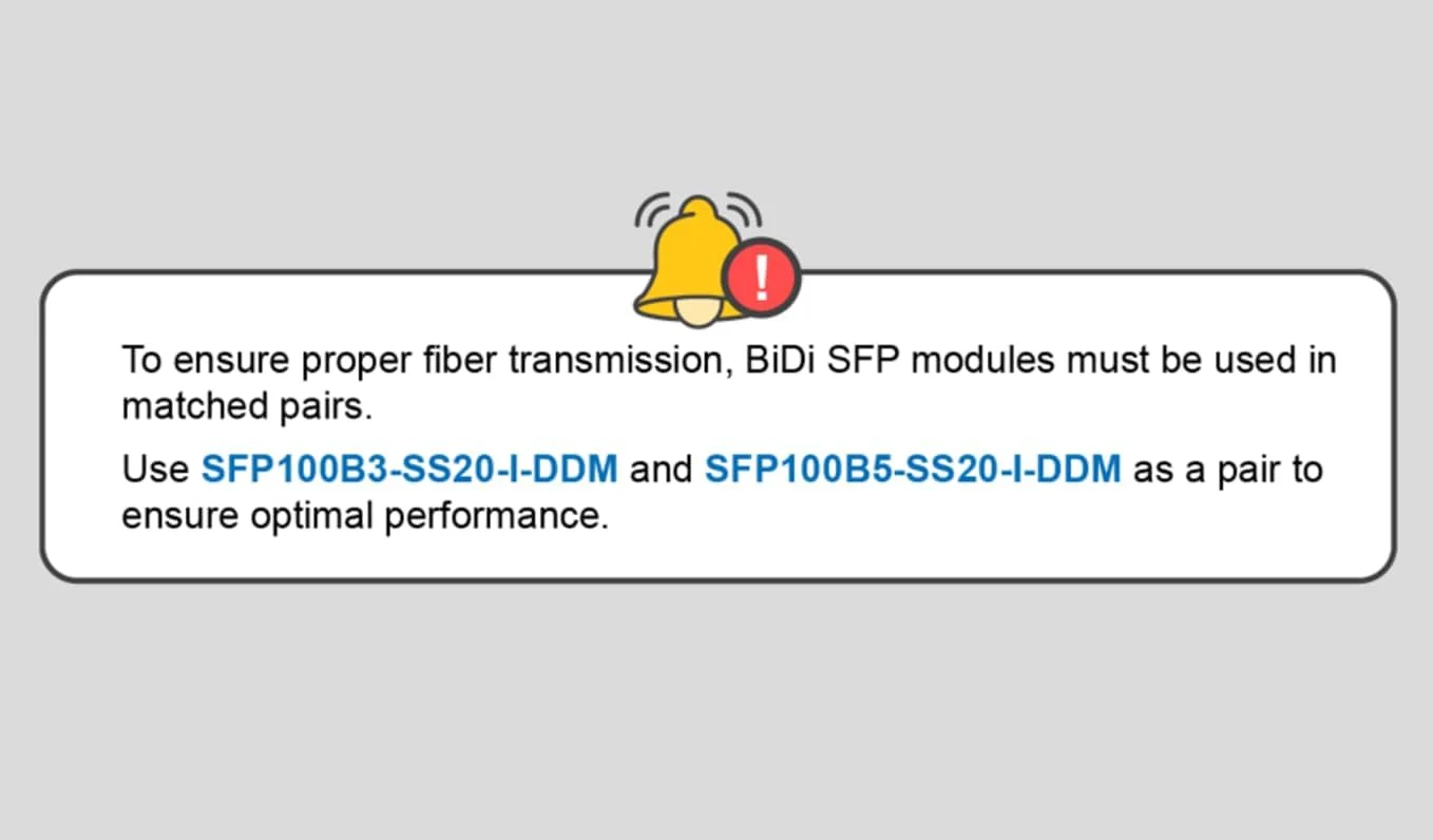 فرستنده و گیرنده نوری SFP100B5-SS20-I-DDM | 100Mbps SFP، تک حالته BIDI / 20km، شبکه صنعتی ORing