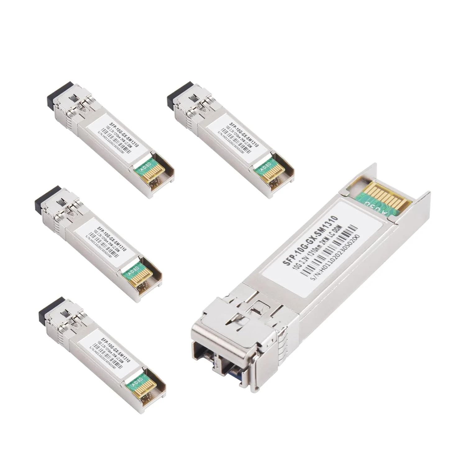 ماژول فیبر SFP - تک حالته، 10G، 850nm/1310nm/1550nm، اتصال دهنده 2×LC مناسب برای سوئیچ اترنت (5PCS, 80KM 1550nm)
