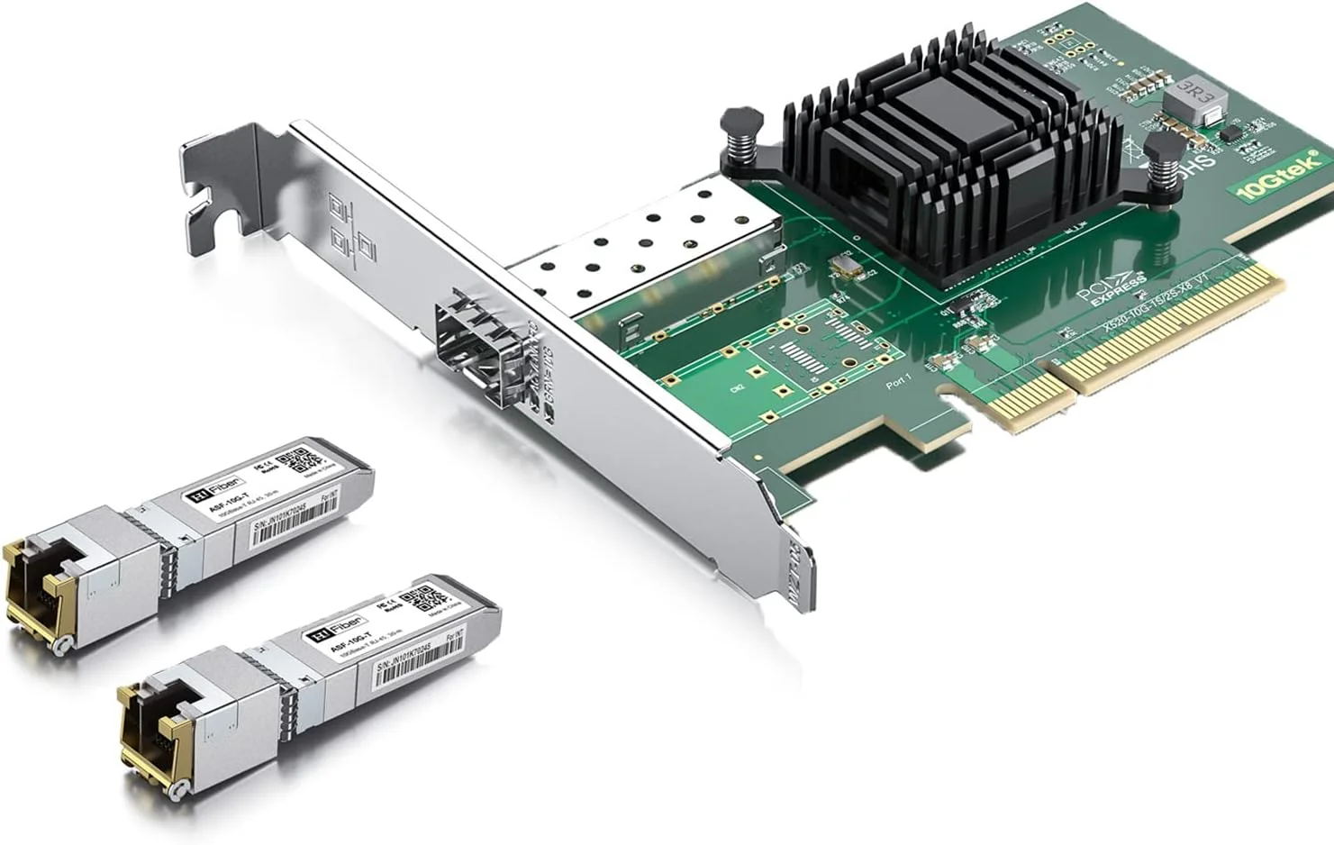 دو عدد فرستنده و گیرنده 10Gb SFP+ RJ45 با کارت شبکه 10G، ماژول 10Gbase-T برای سیسکو، کارت شبکه تک پورت SFP+ 10G، پشتیبانی از ویندوز، لینوکس، Vmware