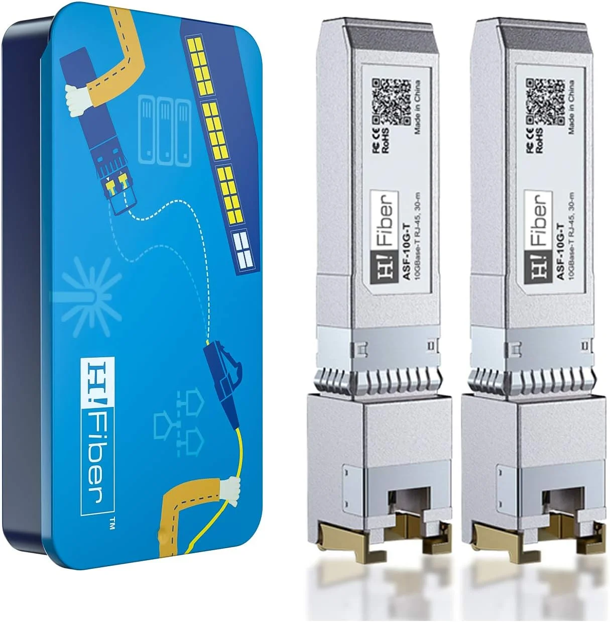 دو عدد فرستنده و گیرنده 10Gb SFP+ RJ45 با کارت شبکه 10G، ماژول 10Gbase-T برای سیسکو، کارت شبکه تک پورت SFP+ 10G، پشتیبانی از ویندوز، لینوکس، Vmware