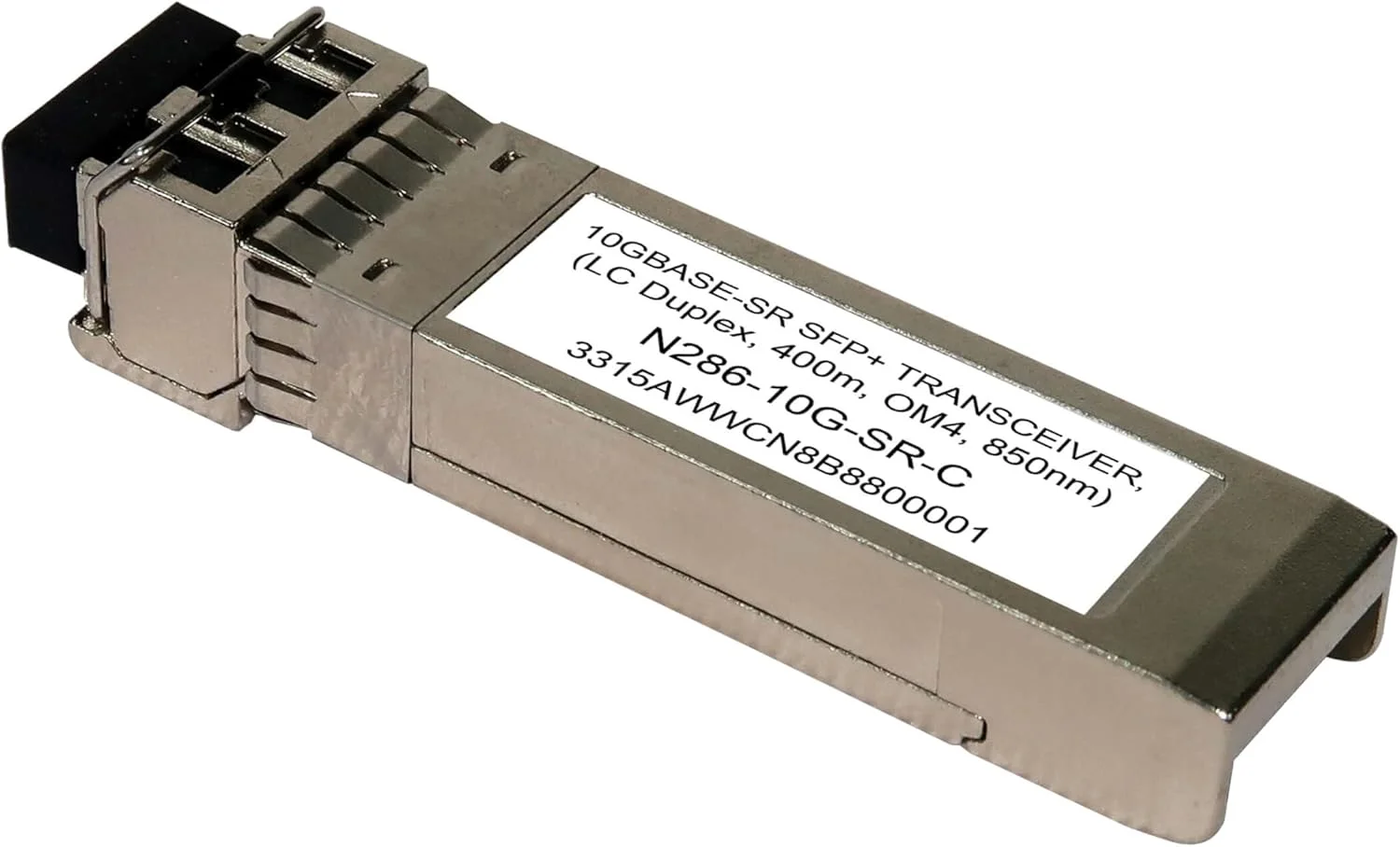 ماژول فرستنده و گیرنده SFP+ سری Eaton Tripp Lite مدل SFP-10G-SR سازگار با Cisco 10GBase-SR، فیبر چند حالته LC Duplex MMF، 10 گیگابیت بر ثانیه، 850 نانومتر، طول 1312 فوت / 400 متر (N286-10G-SR-C)