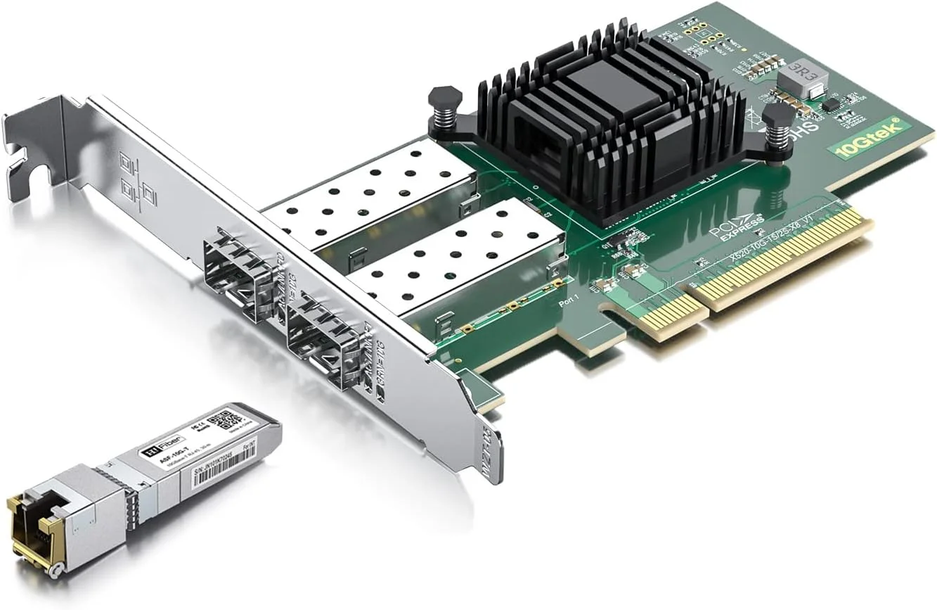 فرستنده و گیرنده 10Gb SFP+ RJ45 با کارت شبکه 10G، ماژول 10Gbase-T برای سیسکو، کارت شبکه 10G Dual SFP+ NIC مشابه Intel X520-DA2، پشتیبانی از ویندوز، لینوکس، Vmware
