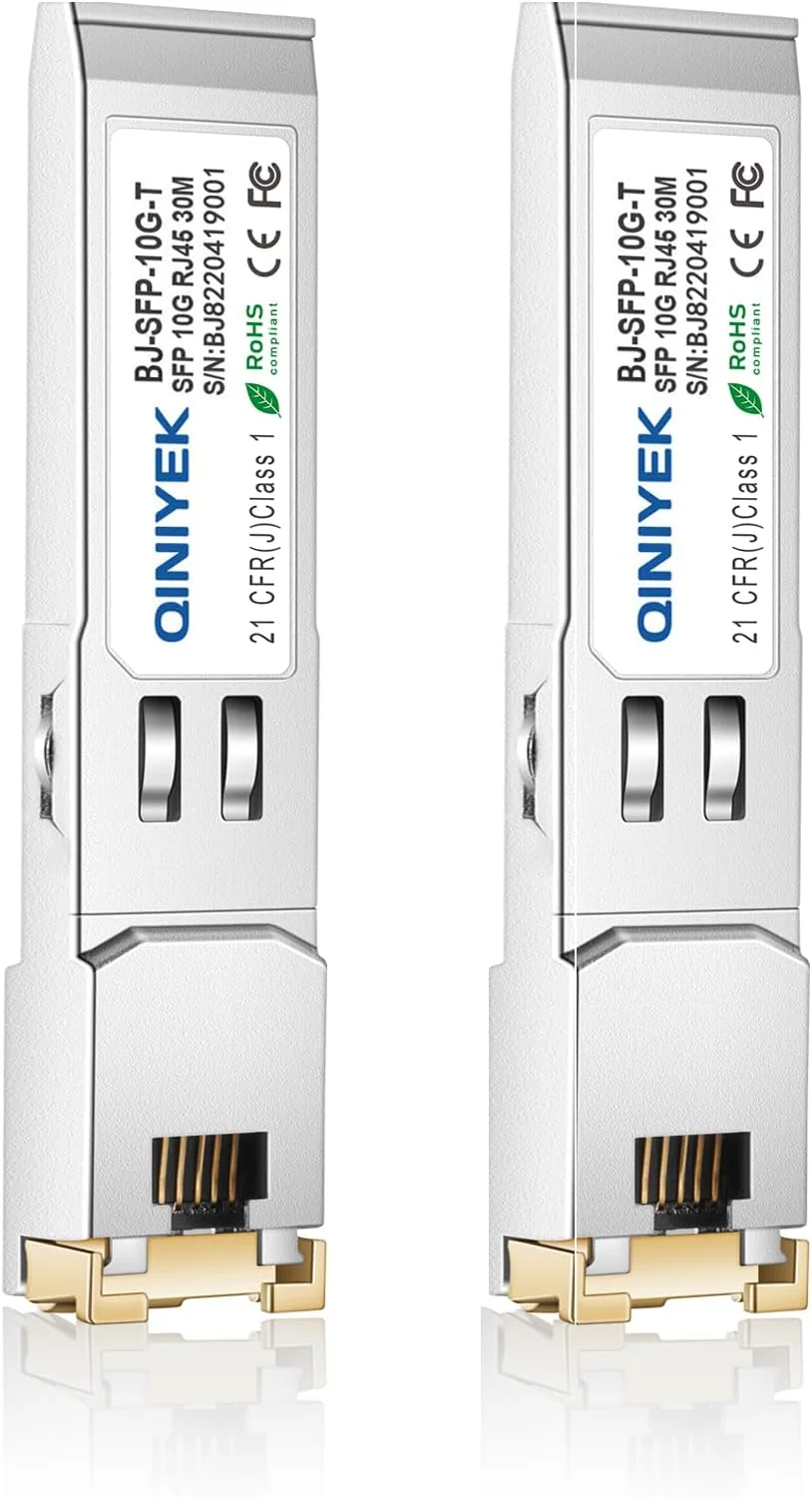 ماژول 4 عددی SFP+ به RJ45 10Gb، فرستنده و گیرنده شبکه کامپیوتری 10Gbase-T سازگار با سیسکو، یوبیکیوتی، یونی‌فای، دی-لینک، مراکی، نت‌گیر، اترنت 10Gb SFP+ CAT.6a/7، 30 متر