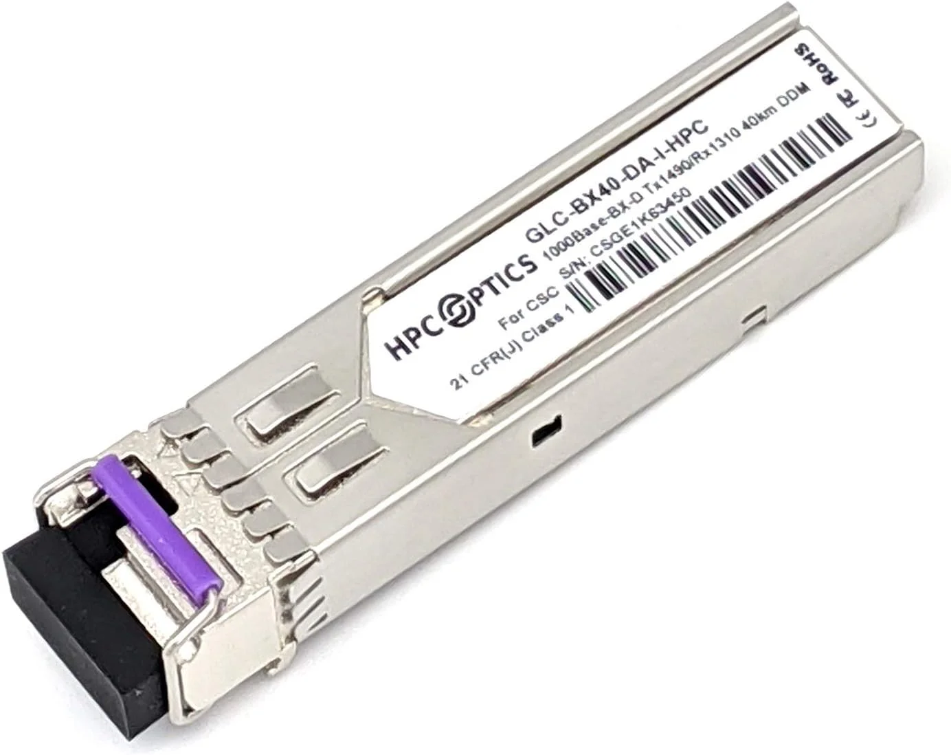 فرستنده و گیرنده SFP دو طرفه سازگار با سیسکو GLC-BX40-DA-I | 1000BASE-BX-D Tx-1490nm / Rx-1310nm BIDI 40km دمای صنعتی GLC-BX40-DA-I-HPC