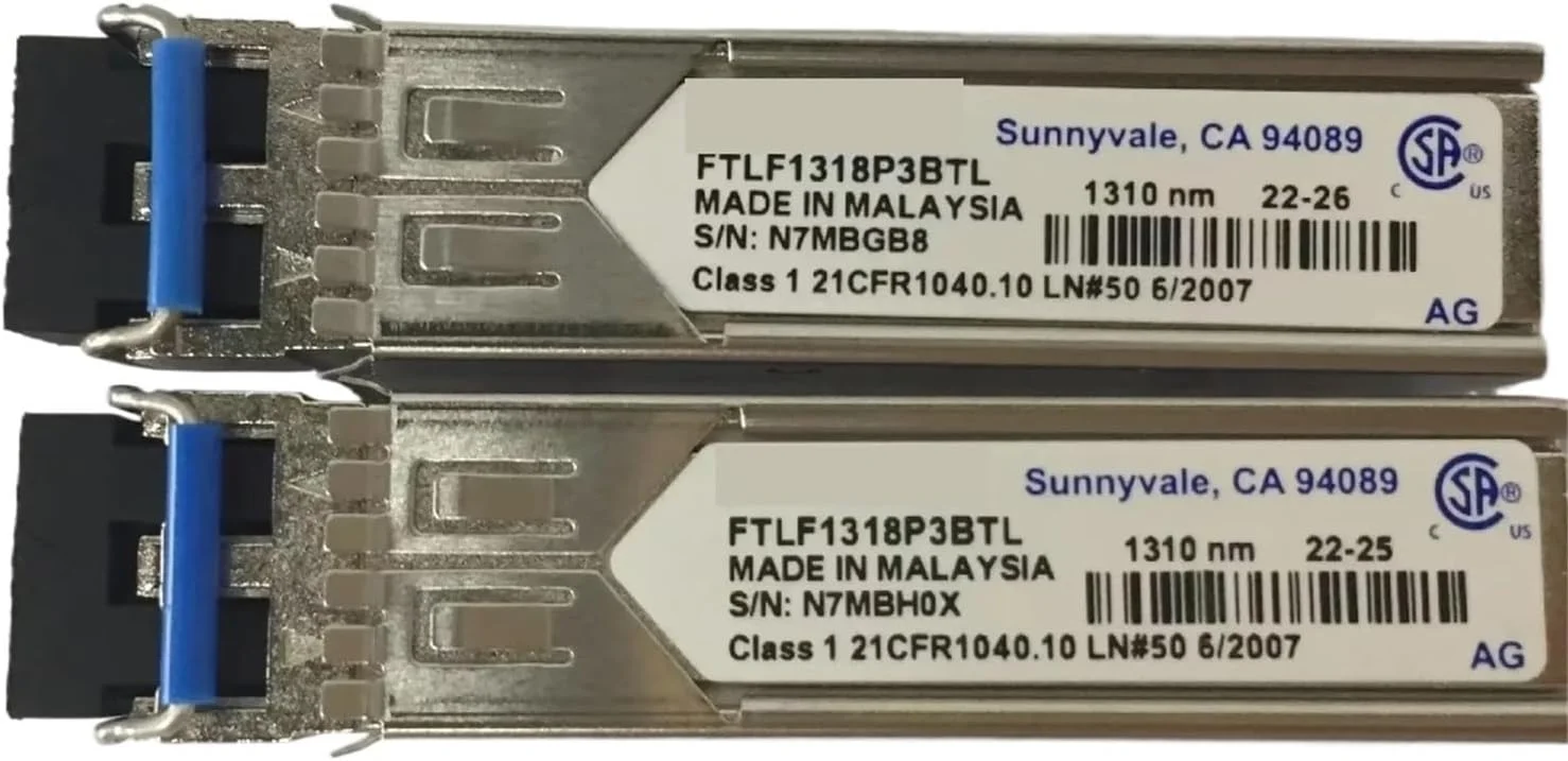 ماژول SFP گیگابیتی 1.25G، فیبر نوری 10 کیلومتر / FTLF1318P3BTL گیگابیت 1310 نانومتر LC SFP تک حالته / فرستنده و گیرنده SFP 1.25GB