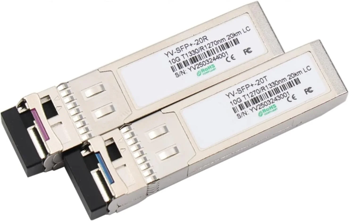 ماژول فرستنده و گیرنده SFP+ LR سازگار FN-TRAN-SFP+LR، SFP+ 10G با مسافت های 10، 20، 40، 60، 70، 80 و 100 کیلومتر، کانکتور LC با طول موج 1270/R1330 نانومتر (یک جفت 10 کیلومتری)