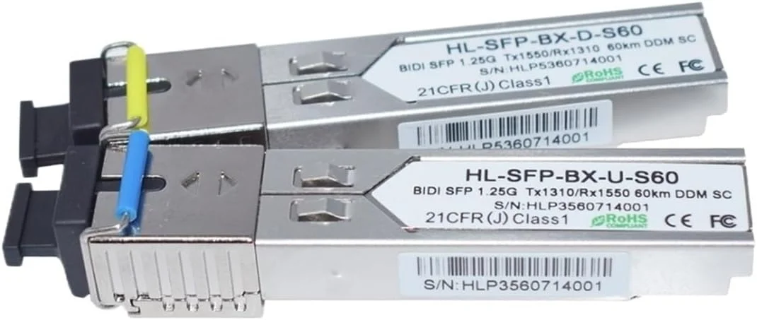 فرستنده-گیرنده SFP گیگابیتی اترنت SC/LC تک کانکتور انتخابی 1.25G SFP 60km SFP-BX-D/U-S60 1310/1550nm فرستنده-گیرنده SFP گیگابیتی اترنت SC/LC تک کانکتور انتخابی 1.25G SFP 60km SFP-BX-D/U-S60 1310/1550nm
