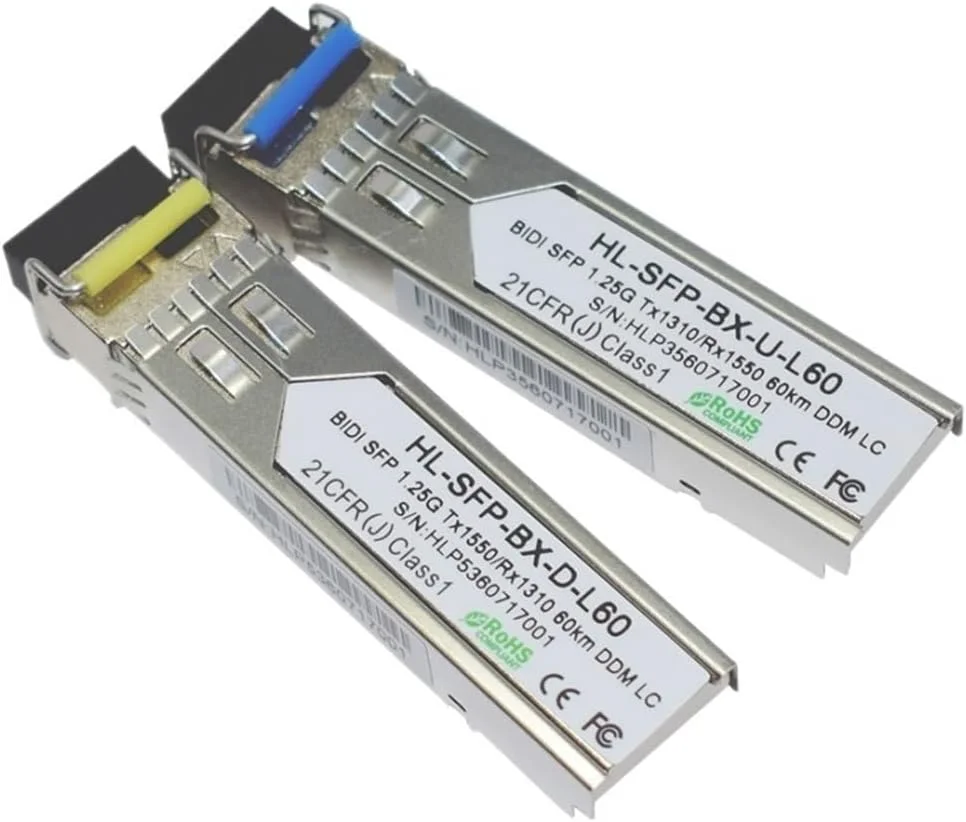 فرستنده-گیرنده SFP گیگابیتی اترنت SC/LC تک کانکتور انتخابی 1.25G SFP 60km SFP-BX-D/U-S60 1310/1550nm فرستنده-گیرنده SFP گیگابیتی اترنت SC/LC تک کانکتور انتخابی 1.25G SFP 60km SFP-BX-D/U-S60 1310/1550nm