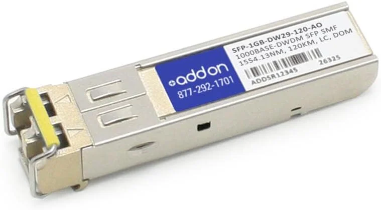 فرستنده-گیرنده اس‌اف‌پی ۱۰۰۰Base-Dwdm با فرکانس ۱۰۰ گیگاهرتز، سازگار با MSA و TAA (فیبر تک حالته، ۱۵۵۴.۱۳ نانومتر، ۱۲۰ کیلومتر، LC, DOM)