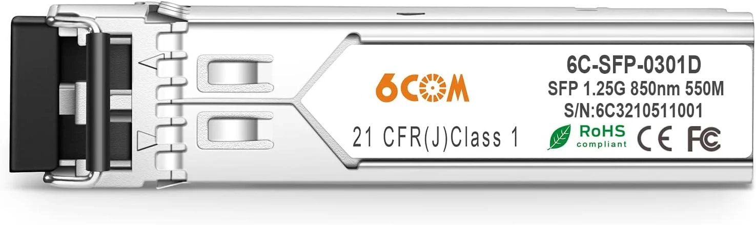 فرستنده و گیرنده 1.25G SFP 1000BASE-SX، ماژول گیگابیتی LC 850 نانومتری Multi-Mode، تا 550 متر، برای S-85DLC05D و سایر سوئیچ‌های باز