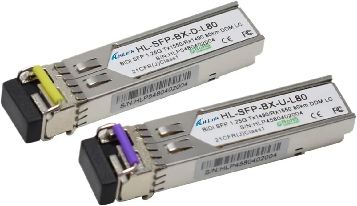 فرستنده و گیرنده SFP با قابلیت اتصال 1.25 گیگابیت بر ثانیه، 1.25G TX1550RX1490 80KM LC (یک جفت SC)