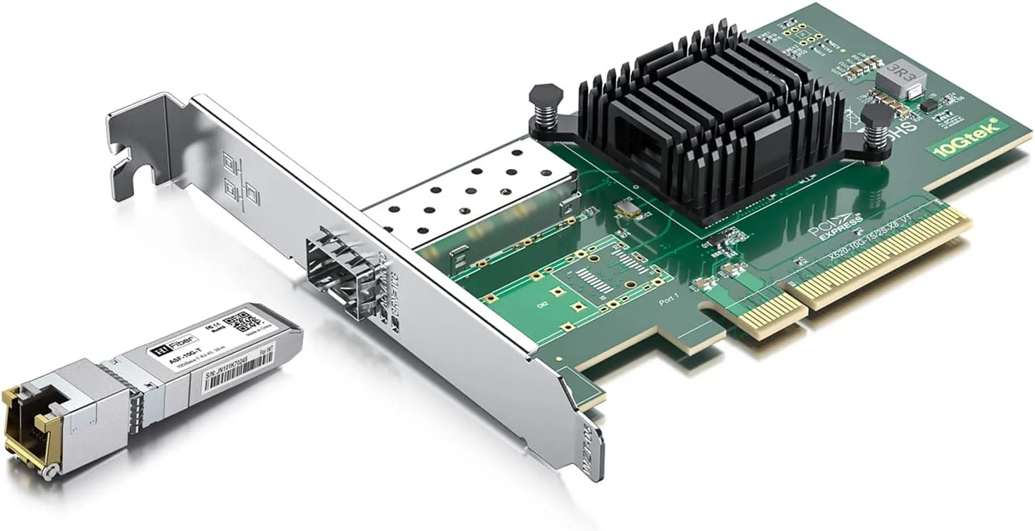 فرستنده-گیرنده 10GBase-T با کارت شبکه PCI-E SFP+ 10 گیگابایتی، ماژول SFP+ سازگار با Cisco SFP-10G-T-S، Meraki MA-SFP-10G-T، MikroTik، Ubiquiti، Unifi، Netgear و سایر