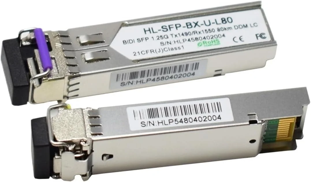 فرستنده و گیرنده SFP با قابلیت اتصال 1.25 گیگابیت بر ثانیه، 1.25G TX1550RX1490 80KM LC (یک جفت SC)