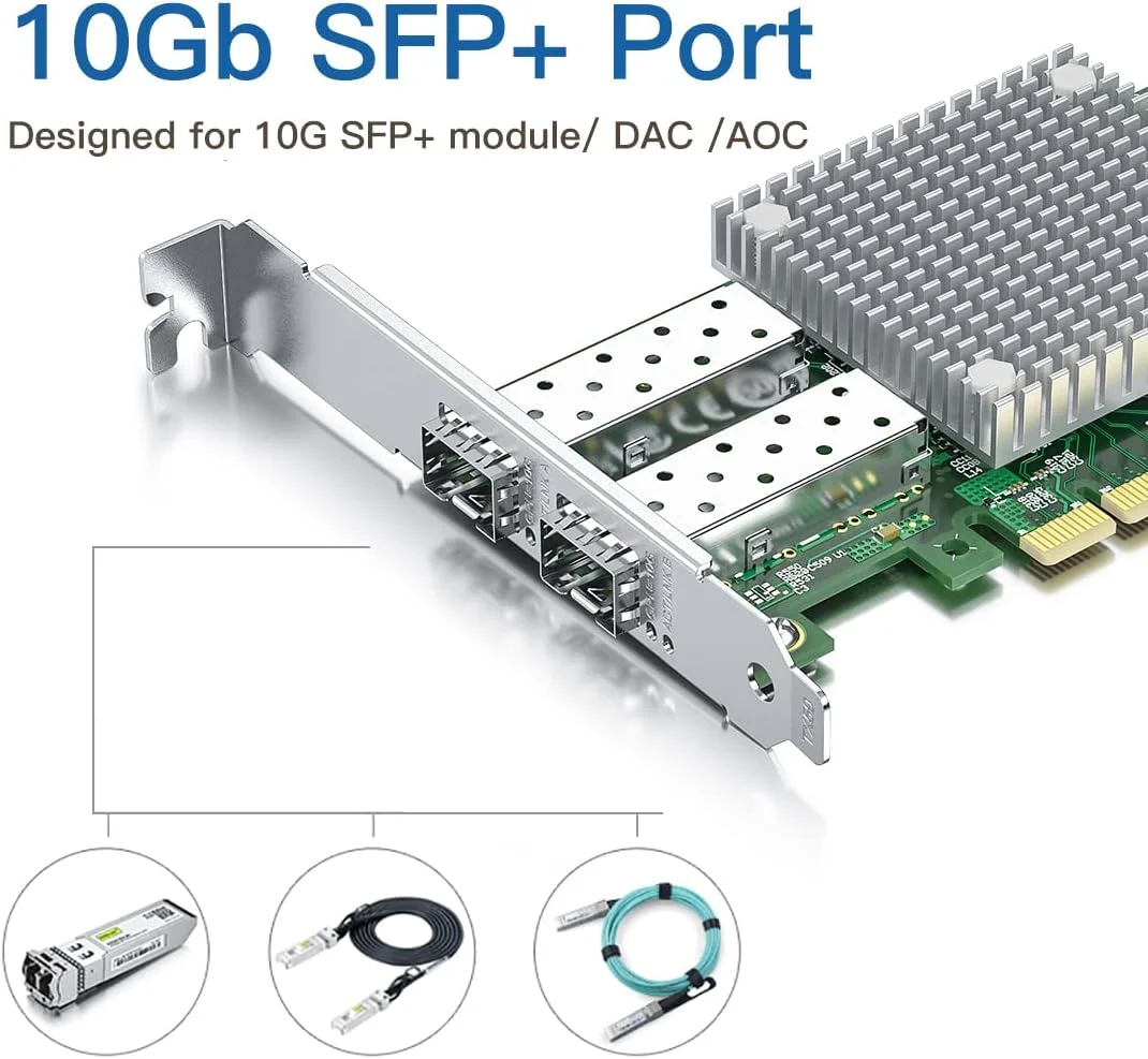 فرستنده و گیرنده 10GBASE-T با کارت شبکه 10Gb SFP+ PCI-E، ماژول SFP+ سازگار برای Cisco SFP-10G-T-S، Meraki MA-SFP-10G-T، MikroTik، Ubiquiti، Unifi، Netgear و غیره