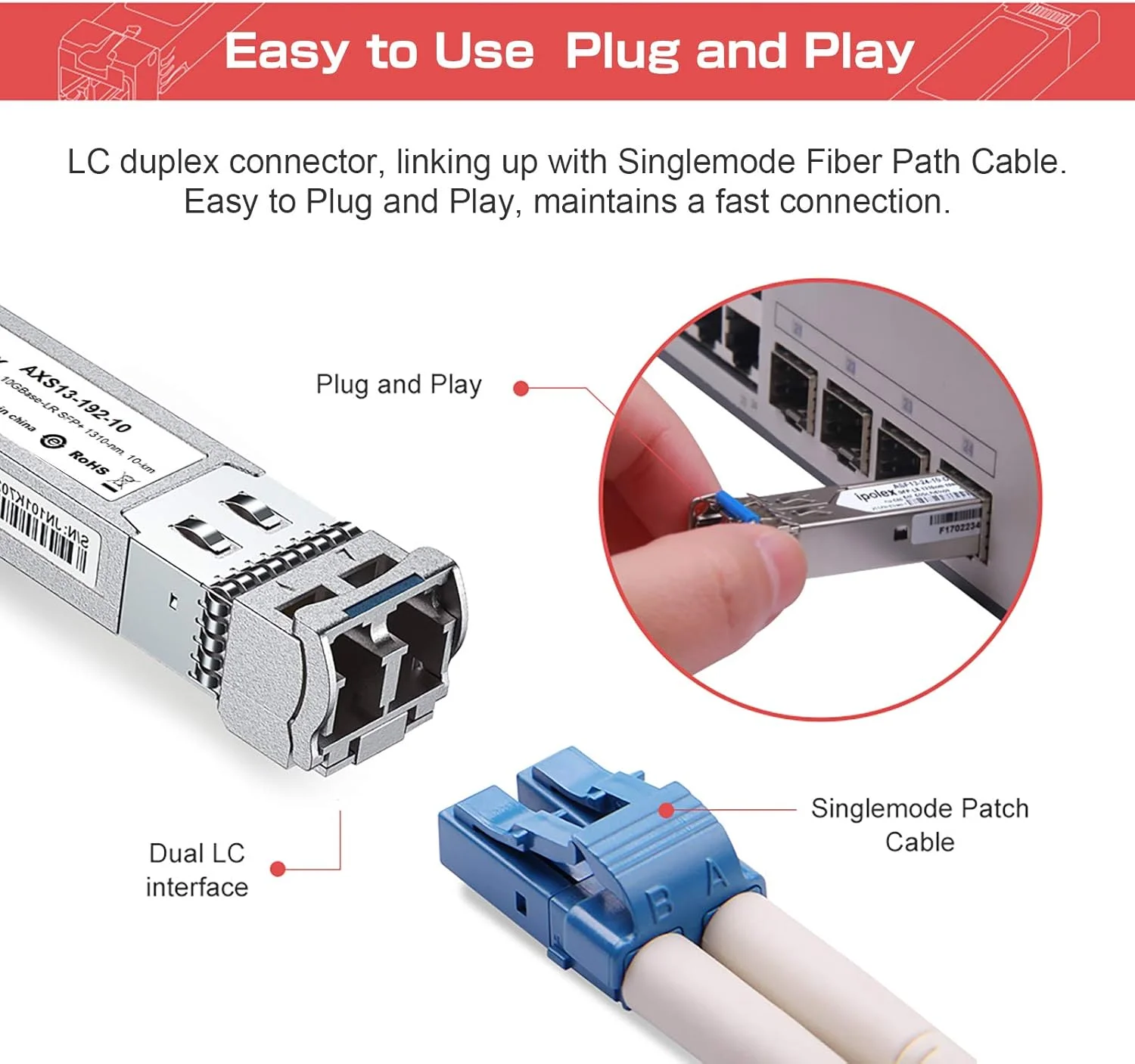 فرستنده و گیرنده سینگل مود 10G LR SFP+ به LC تا 10 کیلومتر و فرستنده و گیرنده 1.25/2.5/5/10G SFP+ به RJ45