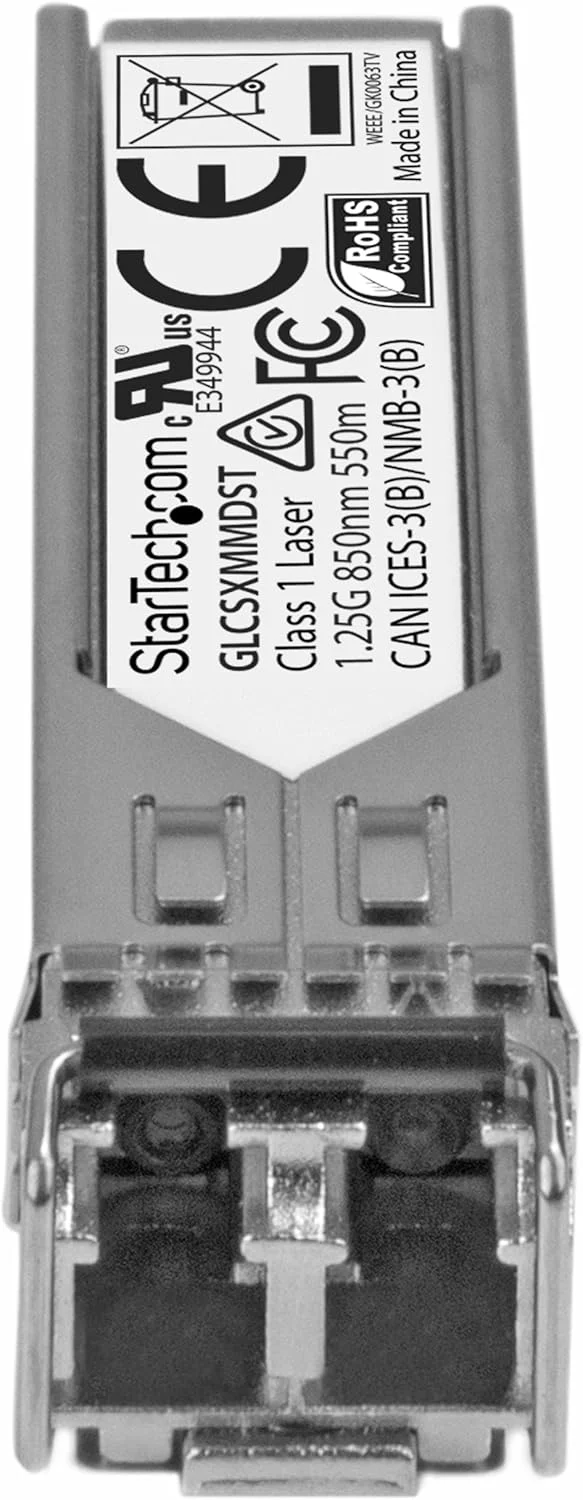 ماژول SFP سازگار با Cisco GLC-SX-MMD از StarTech.com - 1000BASE-SX - فرستنده و گیرنده فیبر نوری چند حالته 1GbE - 1GbE SFP - LC 550m - 850nm - DDM Cisco Firepower, ASR920, IE2000 (GLCSXMMDST)