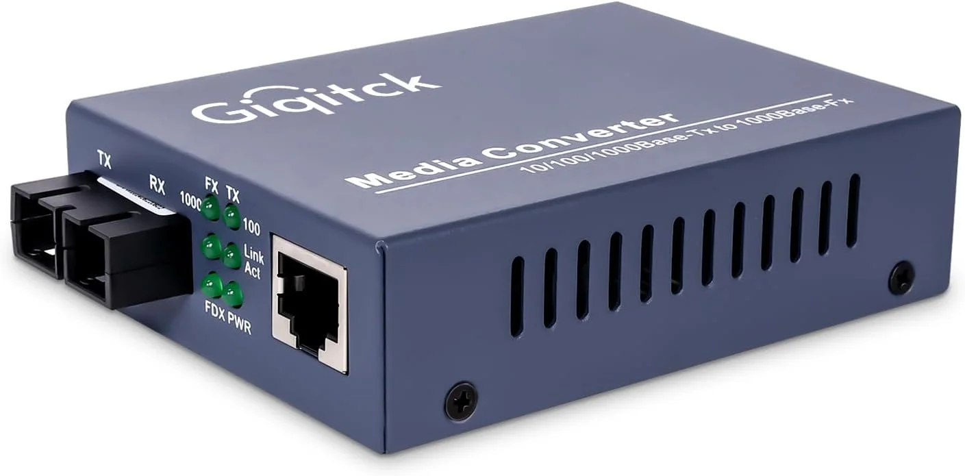 مبدل رسانه اترنت، مبدل رسانه گیگابیتی فیبر نوری تک حالته دوگانه SC 1.25G، دارای 1 پورت RJ45 و 1 پورت SFP، 10/100/1000Base-Tx به 1000Base-LX (1310 نانومتر، 20 کیلومتر)