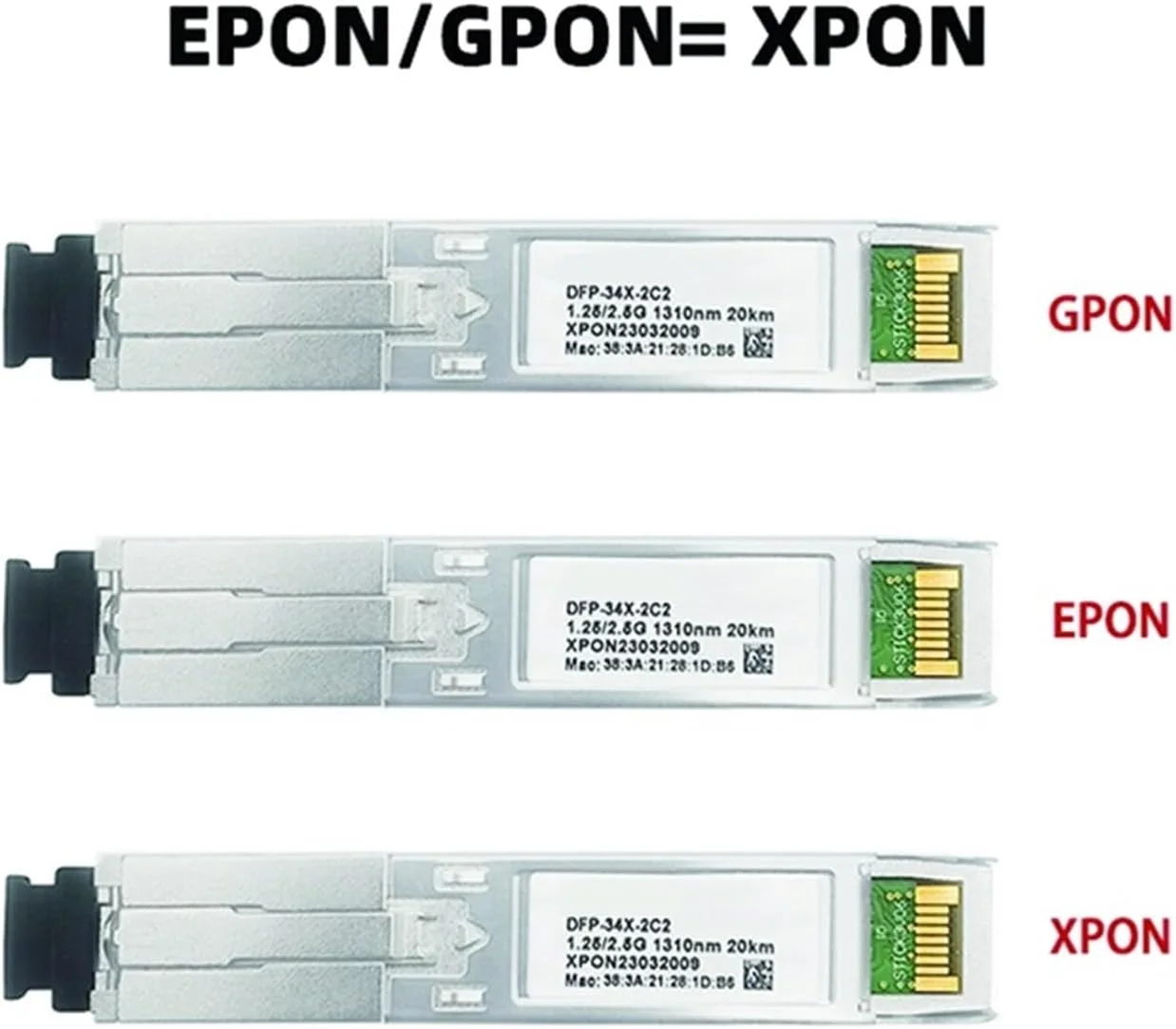 استیک EPON-GPON XPON SFP ONU، با کانکتور MSC، ماژول DM Pon 1310nm/1490nm، ONT، مودم 20 کیلومتر، OLT، ONU (تک عدد)