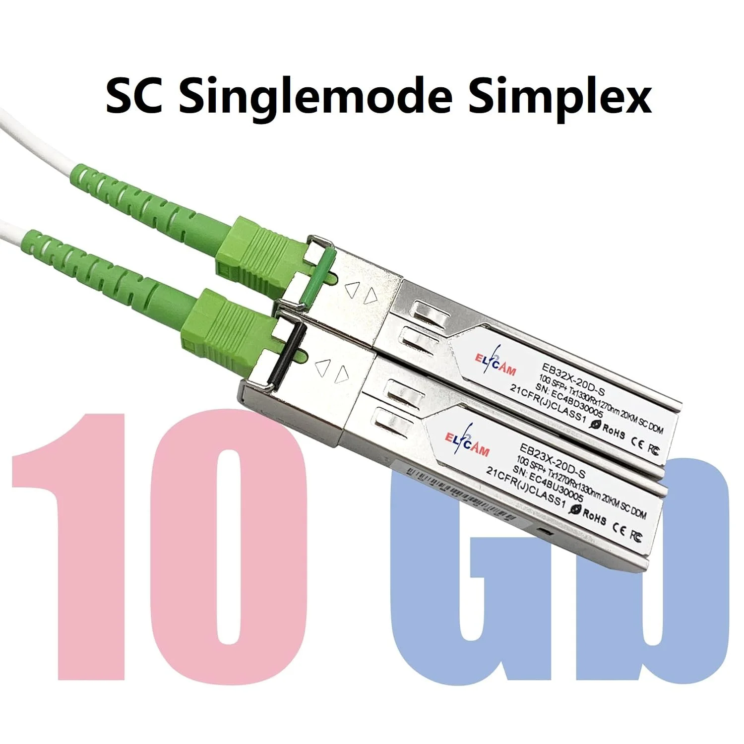 الفکم - یک جفت ماژول فرستنده و گیرنده 10G SFP+ BIDI با پورت فیبر SC سیمپلکس تک حالته، پشتیبانی از 10Gb/2.5Gb/1.25Gb، سازگار با سیسکو و سوئیچ های باز، DDM 20km