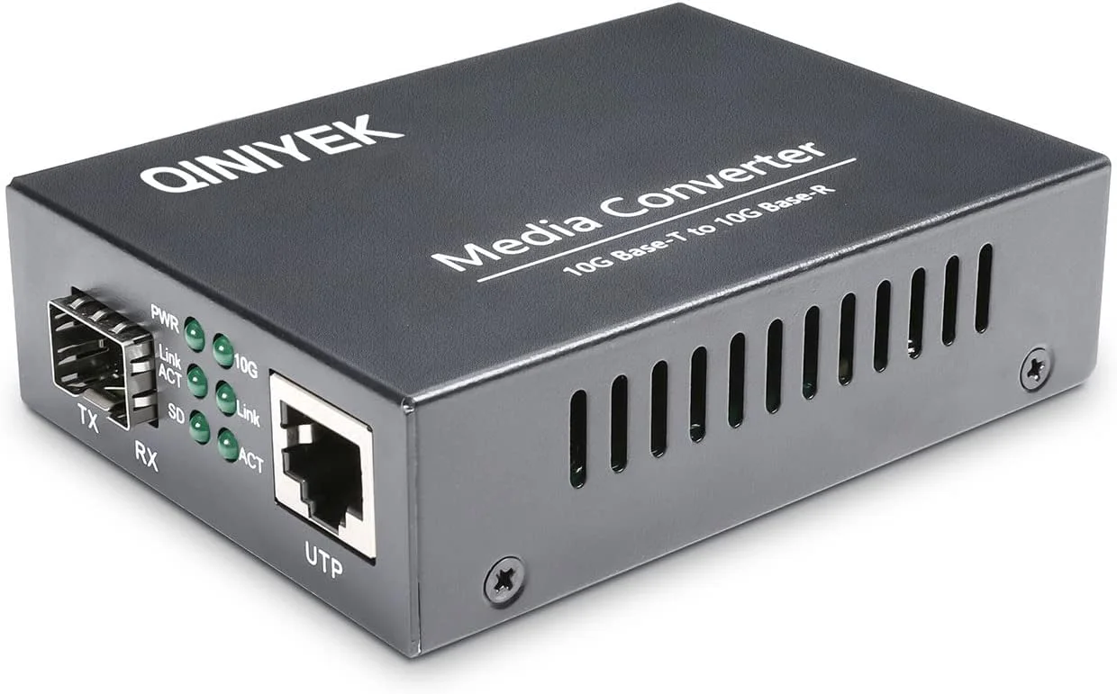 مبدل رسانه اترنت 10G، دارای 1 پورت 100M/1G/2.5G/5G/10GBase-T RJ45 به 1 اسلات 10GBase-X SFP+، پشتیبانی از ماژول های 10G SR/LR/10G-T، مبدل اترنت فیبر 10G به مس UTP