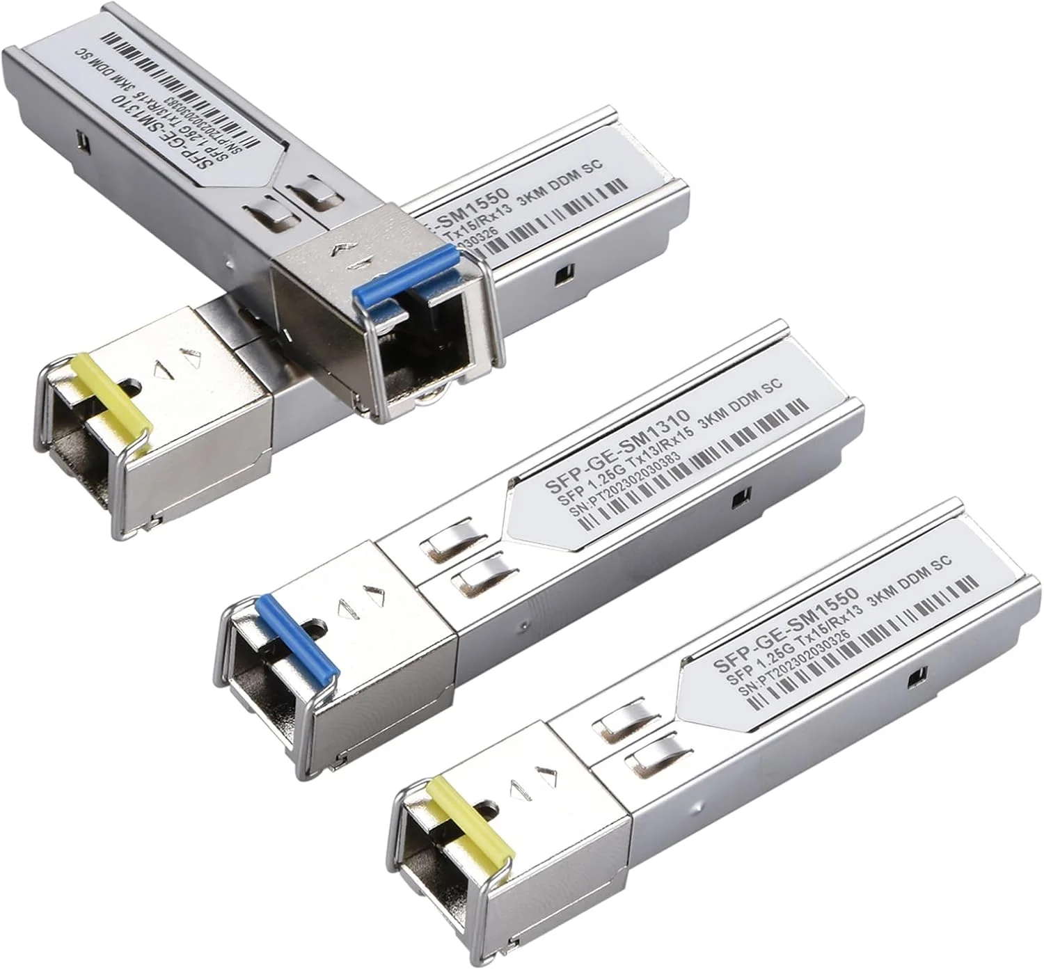 پک چهارتایی ماژول SFP با کانکتور SC، فیبر تک حالته 1.25G با کانکتور SC سیمپلکس 1000BASE BiDi 1310nm/1550nm با برد 3 کیلومتر