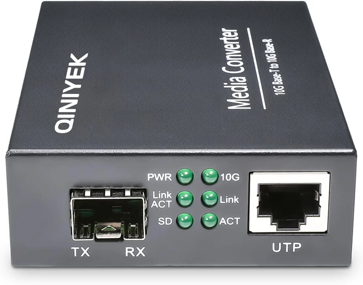 مبدل رسانه اترنت 10G، دارای 1 پورت 100M/1G/2.5G/5G/10GBase-T RJ45 به 1 اسلات 10GBase-X SFP+، پشتیبانی از ماژول های 10G SR/LR/10G-T، مبدل اترنت فیبر 10G به مس UTP