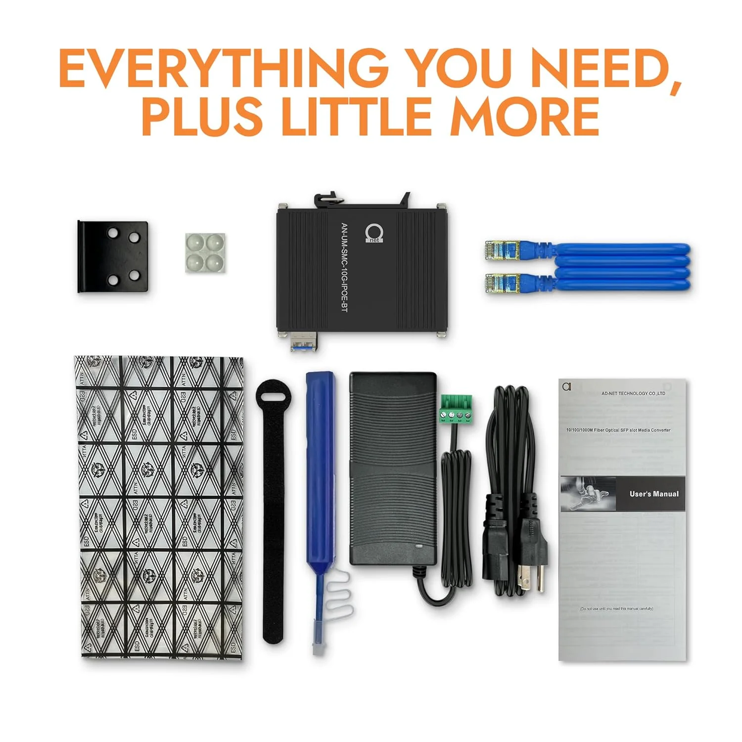 مبدل رسانه فیبر نوری تک حالته 10GbE PoE++ با ماژول SM LC SFP+ 1310 نانومتر، برد 20 کیلومتر، 90 وات PoE، سازگار با 802.3af/at/bt، نصب روی ریل DIN/دیوار، دمای گسترده، اترنت 10 گیگ صنعتی