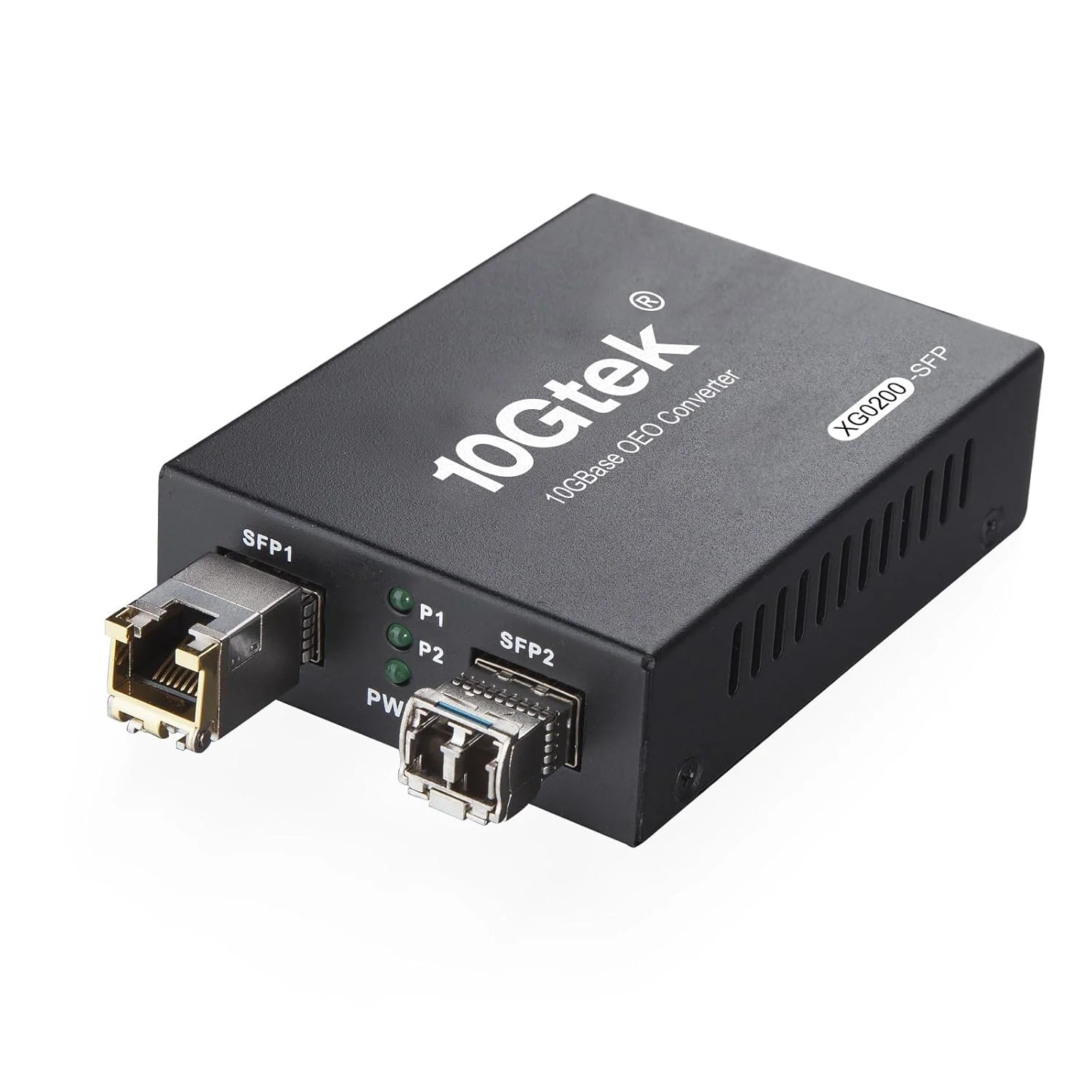 مبدل رسانه ای 10GbE SFP+، مبدل رسانه ای فیبر به اترنت مسی UTP 10G، با فرستنده و گیرنده 10GBase-T با برد 30 متر و یک ماژول SFP+ LR (10 کیلومتر، SMF، 1310 نانومتر)