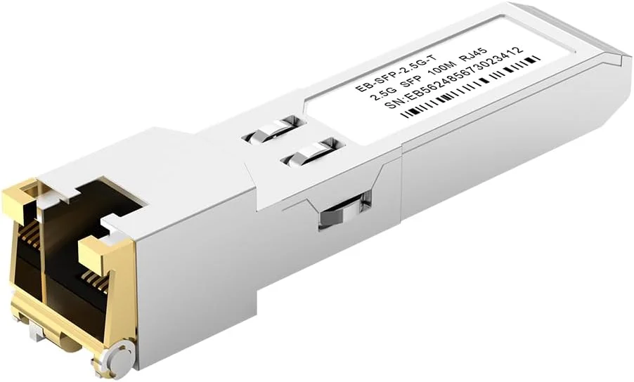 فرستنده و گیرنده فیبر نوری 2.5G SFP-T، ماژول نوری SFP+ به RJ45 مسی، سازگار با Ubiquiti، نصب آسان، قابلیت تعویض سریع، تا فاصله 100 متر