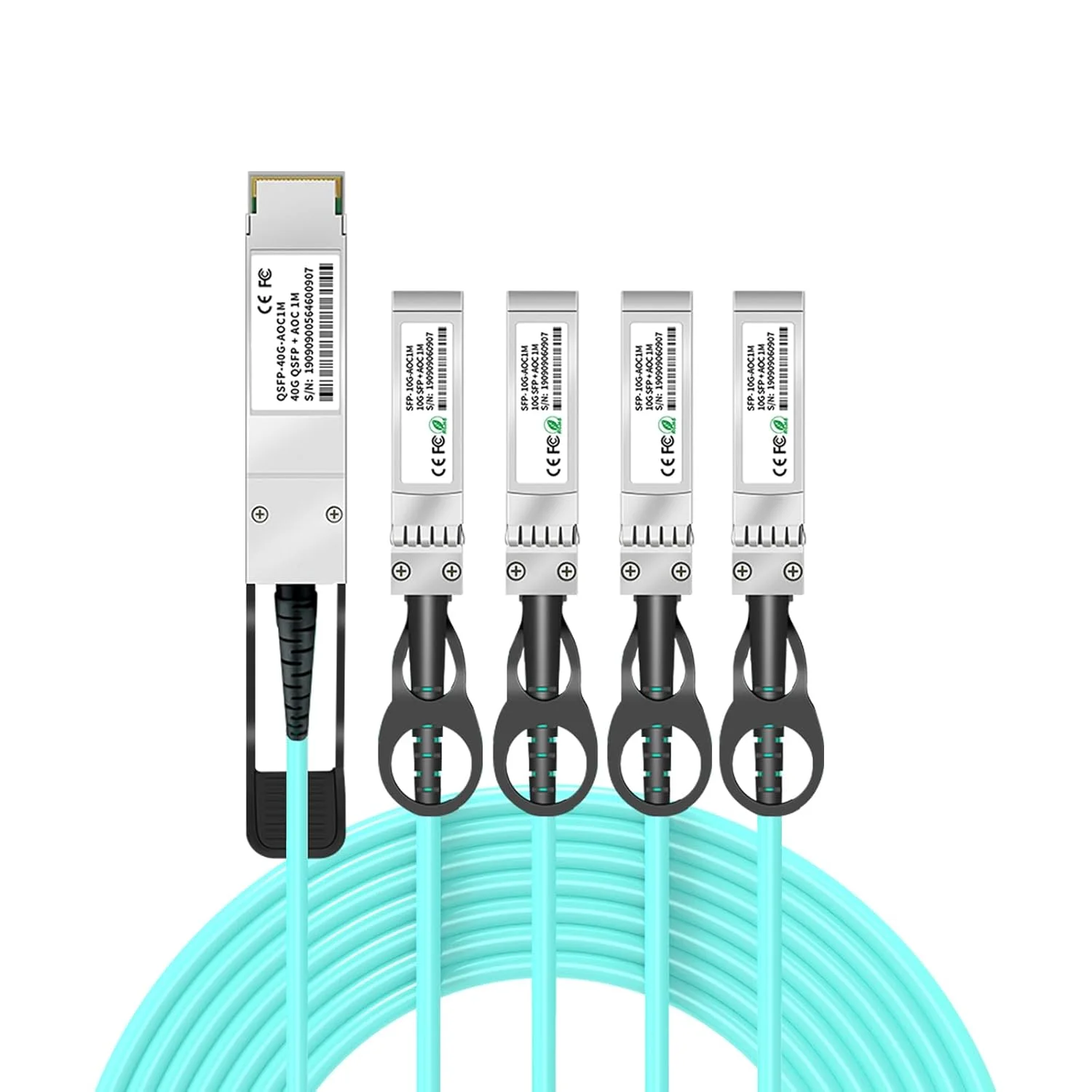 کابل فیبر نوری فعال QSFP به 4 SFP بوآکو، 3 متر - سازگار با کابل پرسرعت سیسکو QSFP-4X10G-AOC3M AOC، کابل استکینگ فیبر 40GBASE