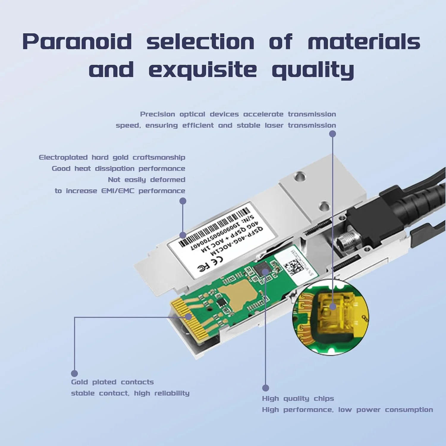 کابل فیبر نوری فعال QSFP به 4 SFP بوآکو، 3 متر - سازگار با کابل پرسرعت سیسکو QSFP-4X10G-AOC3M AOC، کابل استکینگ فیبر 40GBASE