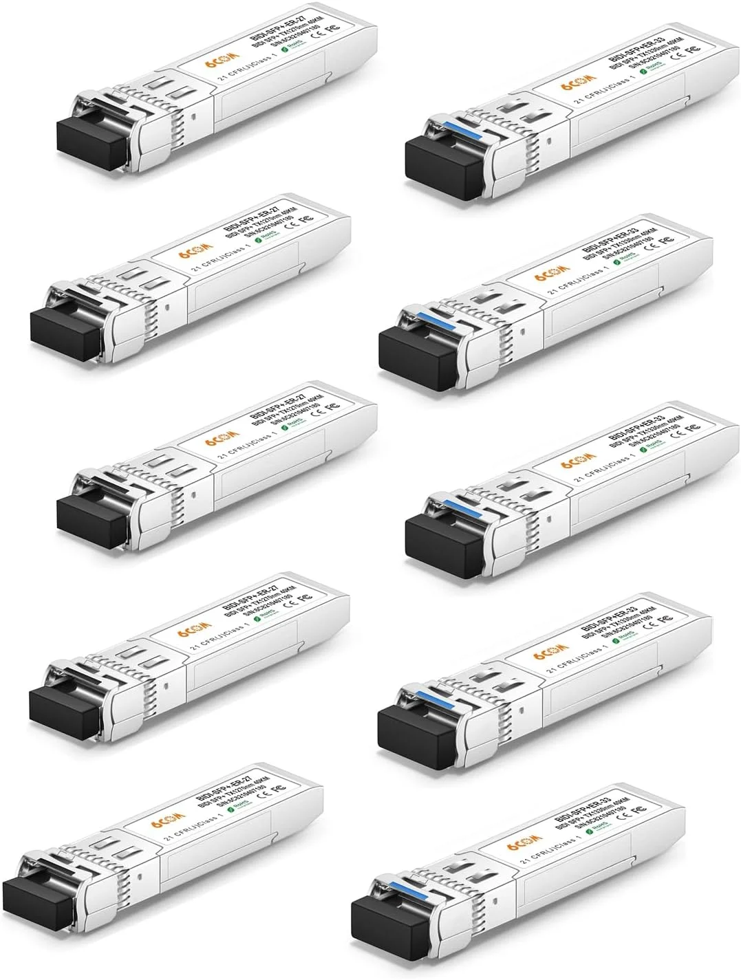 5 جفت فرستنده و گیرنده نوری 10G SFP+ Bidi، 10GBase-BIDI 1270nm/1330nm SMF، تا 40 کیلومتر، سازگار با سیسکو، یوبیکیوتی، میکروتیک، دی-لینک، سوپرمیکرو، نت گیر و سایر سوئیچ های باز