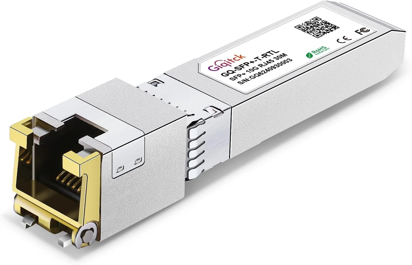 ماژول SFP+ به RJ45، 10GBase-T، فرستنده و گیرنده شبکه اترنت مسی 2.5G/5G/10G SFP برای Cisco SFP-10G-T-S، Ubiquiti UniFi UF-RJ45-10G، Meraki و غیره، تا 30 متر، 1 عدد