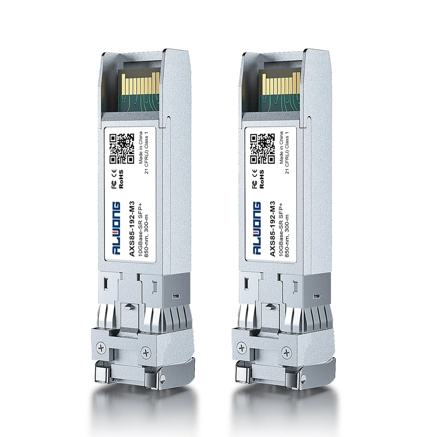 دو عدد ماژول 10G SFP+ به LC مالتی مود، فرستنده و گیرنده 10GBase-SR SFP+، 850 نانومتر تا 300 متر، برای سیسکو SFP-10G-SR، یوبیکیوتی UniFi UF-MM-10G، میکروتیک S+85DLC03D، مراکی، نت گیر، تی پی/دی-لینک و غیره.
