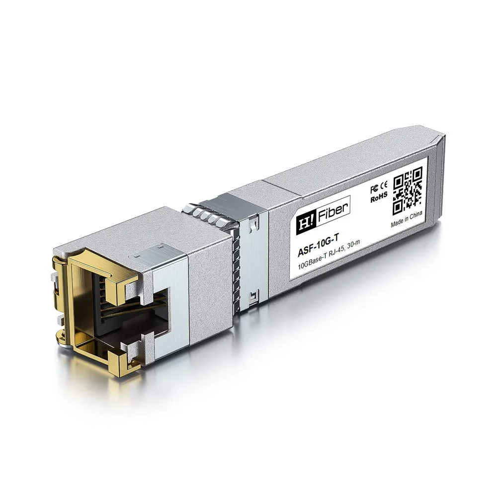 فرستنده و گیرنده H!Fiber 10Gb SFP+ RJ45، ماژول اترنت 10Gbase-T SFP+ پشتیبانی از 10G/5G/2.5G/1.25G، سازگار با Cisco SFP-10G-T-S، Ubiquiti UF-RJ45-10G، UniFi، Meraki، MikroTik، Supermicro و غیره، 30 متر