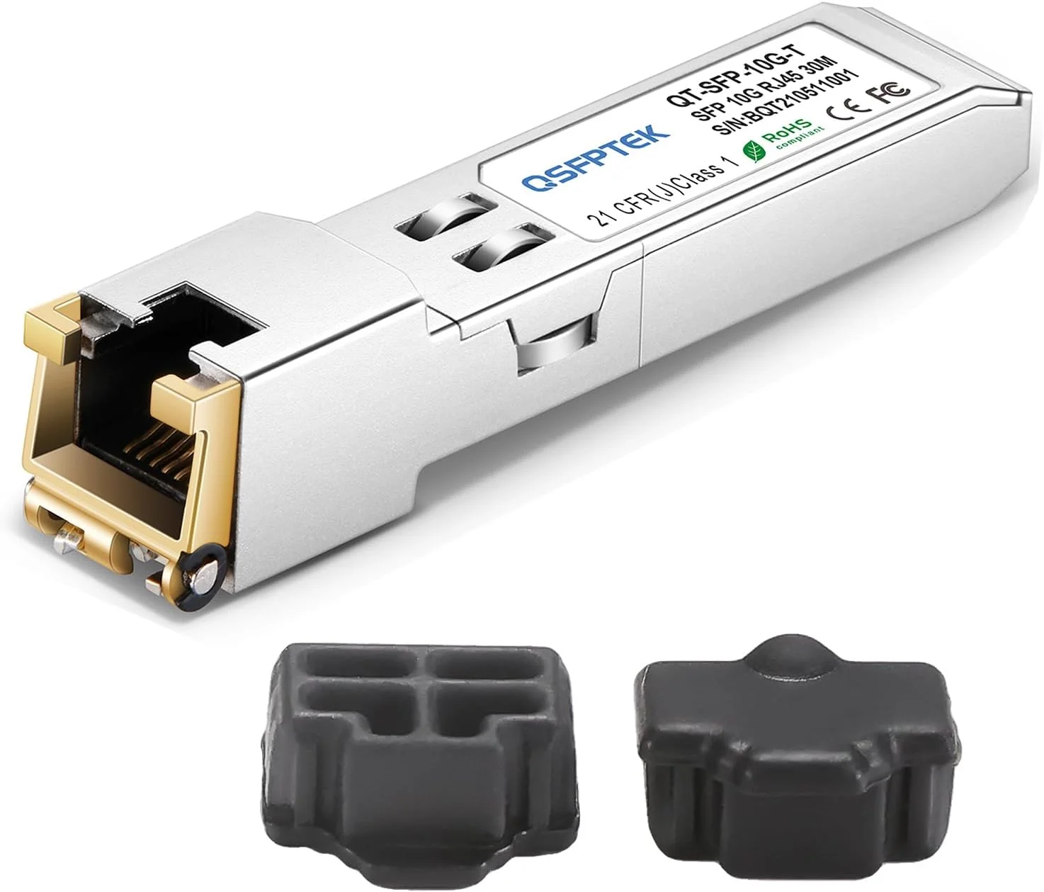 ماژول 10G SFP+ به RJ45 - فرستنده و گیرنده اترنت مسی 10 گیگابیتی، همراه با 20 عدد درپوش ضد گرد و غبار RJ45، درپوش ضد گرد و غبار پورت شبکه RJ45، آداپتور پرسرعت SFP+ به اترنت برای سوئیچ ها و روترها