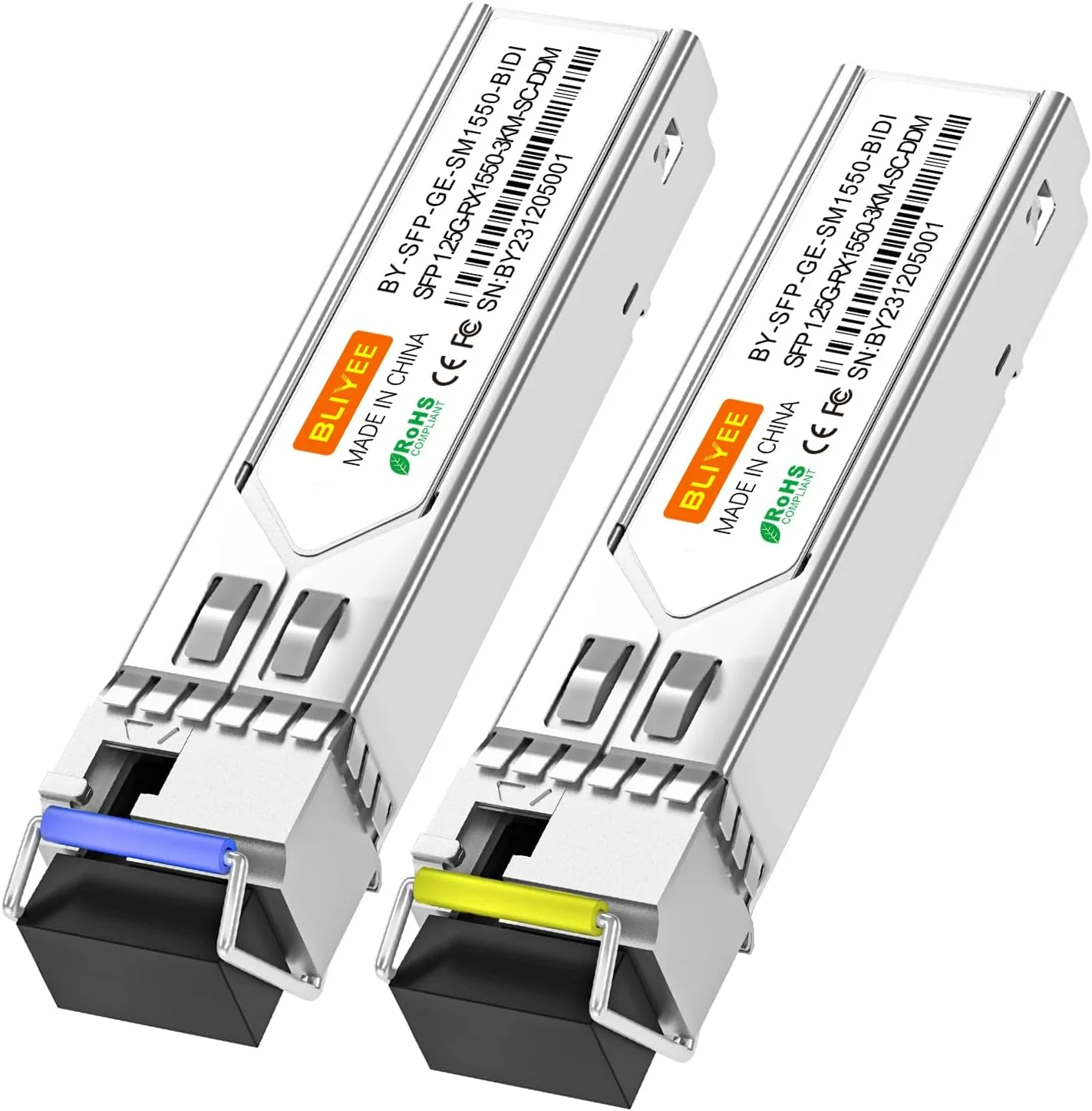 یک جفت ماژول SFP LC تک حالته 1.25G | فرستنده و گیرنده فیبر BiDi 1000Base | اتصال دهنده LC Simplex | 20KM | SMF | 1310/1550nm | DDM برای Cisco GLC-LH-SMD، Ubiquiti، Netgear، D-Link، Supermicro