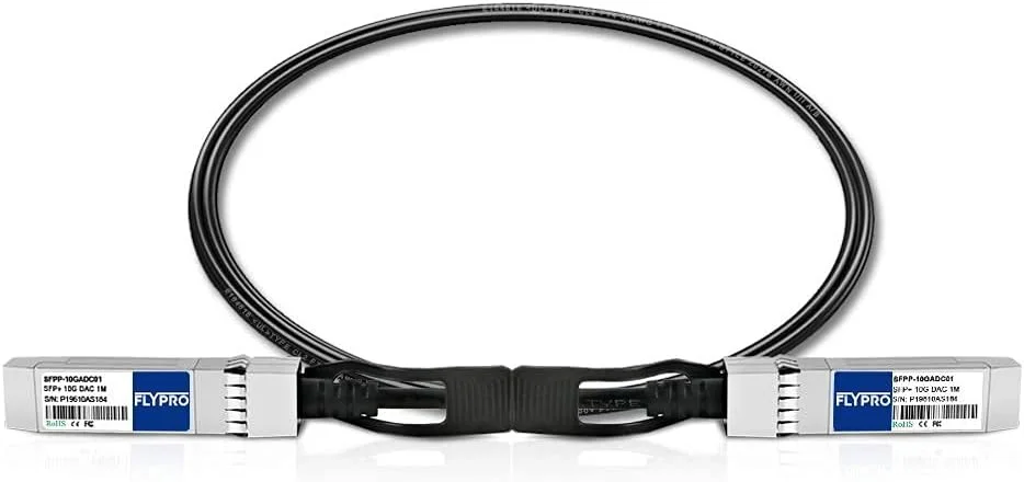 کابل Twinax دوقلو FLYPROFiber- 10G SFP+ DAC، پسیو اتصال مستقیم مس Twinax، 5 متری، برای سیسکو SFP-H10GB-CU5M، یوبیکیوتی، نت گیر، میکروتیک، دی-لینک، اینتل، سوپرمیکرو و غیره