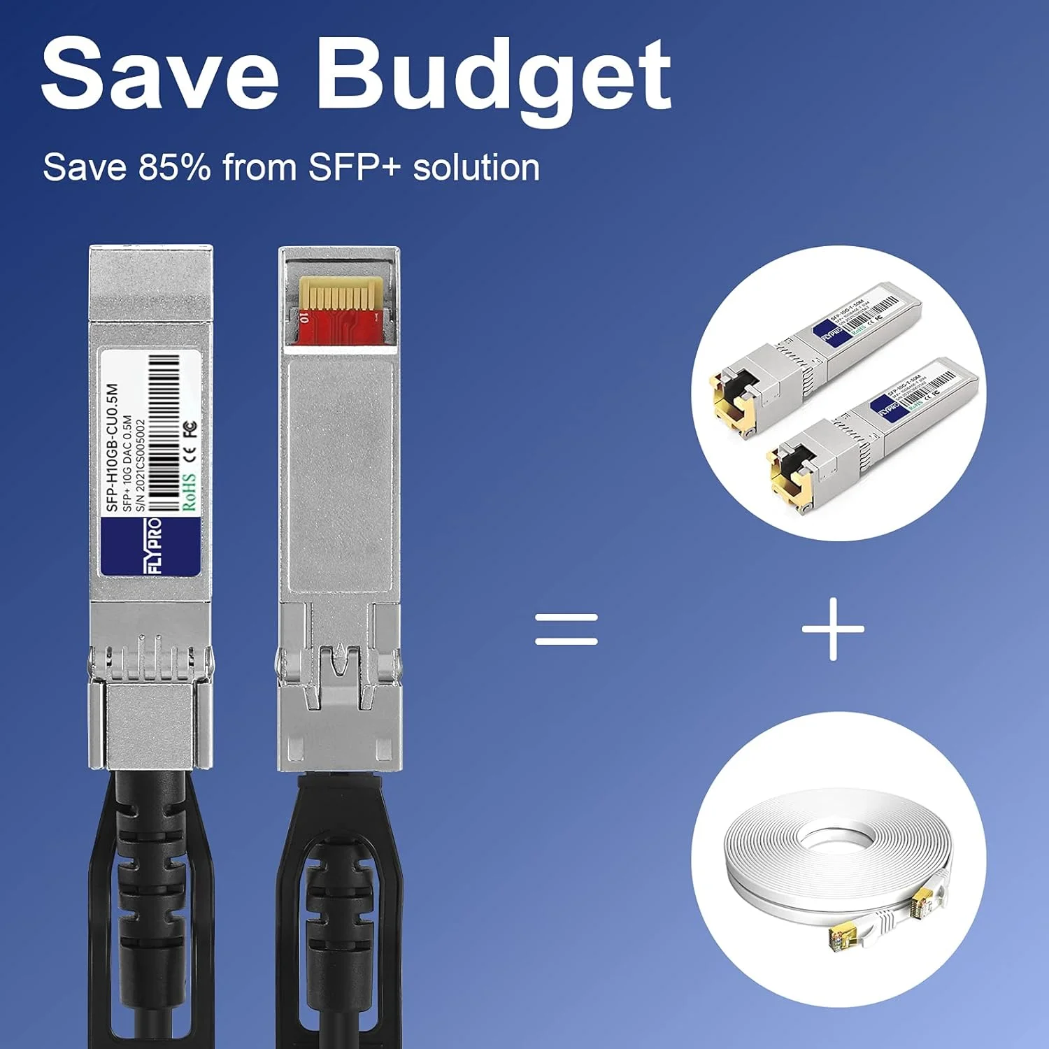 کابل Twinax دوقلو FLYPROFiber- 10G SFP+ DAC، پسیو اتصال مستقیم مس Twinax، 5 متری، برای سیسکو SFP-H10GB-CU5M، یوبیکیوتی، نت گیر، میکروتیک، دی-لینک، اینتل، سوپرمیکرو و غیره