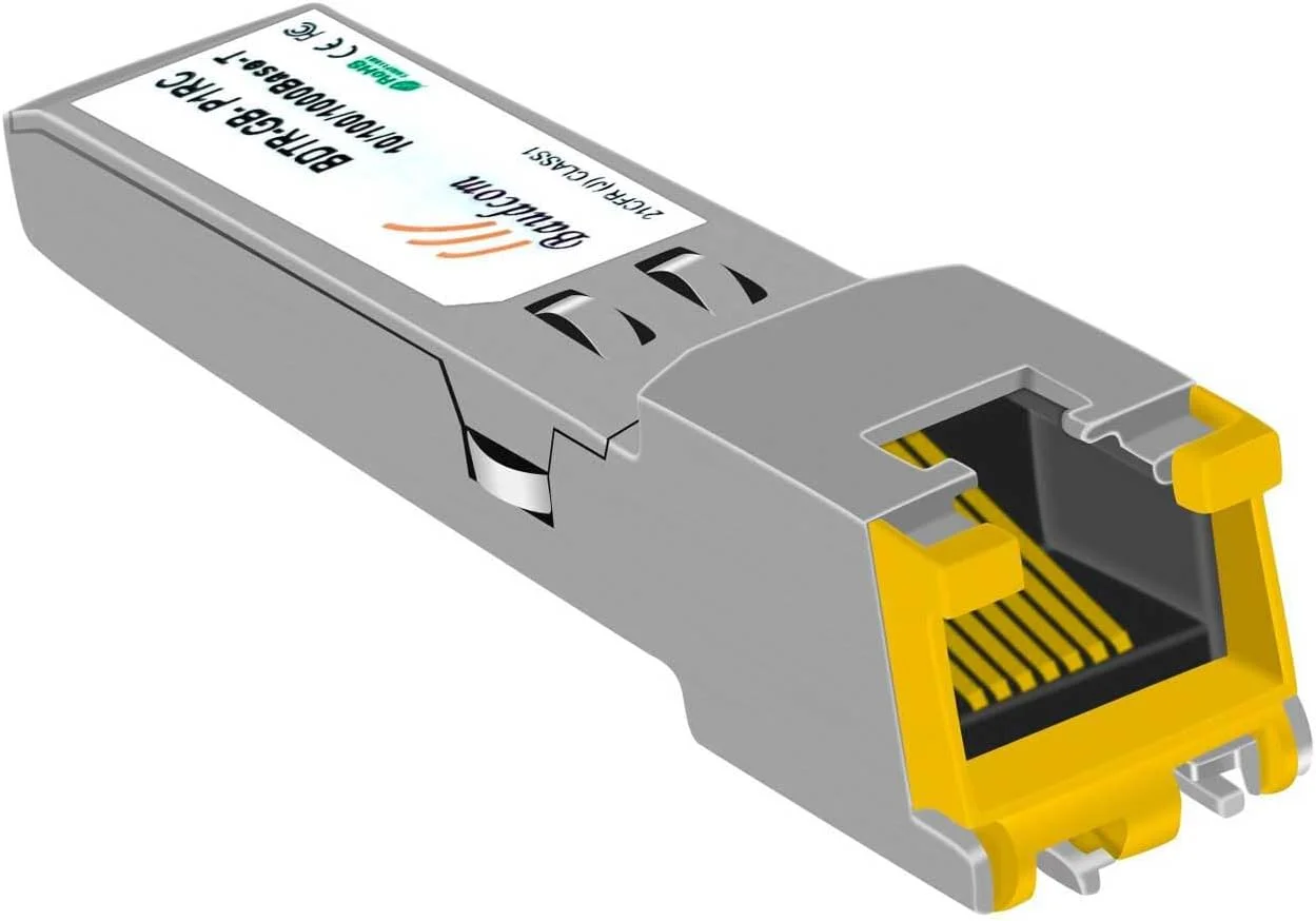 ماژول مینی گیگابیت اترنت 1G SFP به RJ45 با برد 100 متر، فرستنده و گیرنده مسی 1000Base-T سازگار با سیسکو، مراکی، یوبیکیوتی یونی‌فای، نت‌گیر، زایکسل، دی-لینک، تی‌پی-لینک و غیره