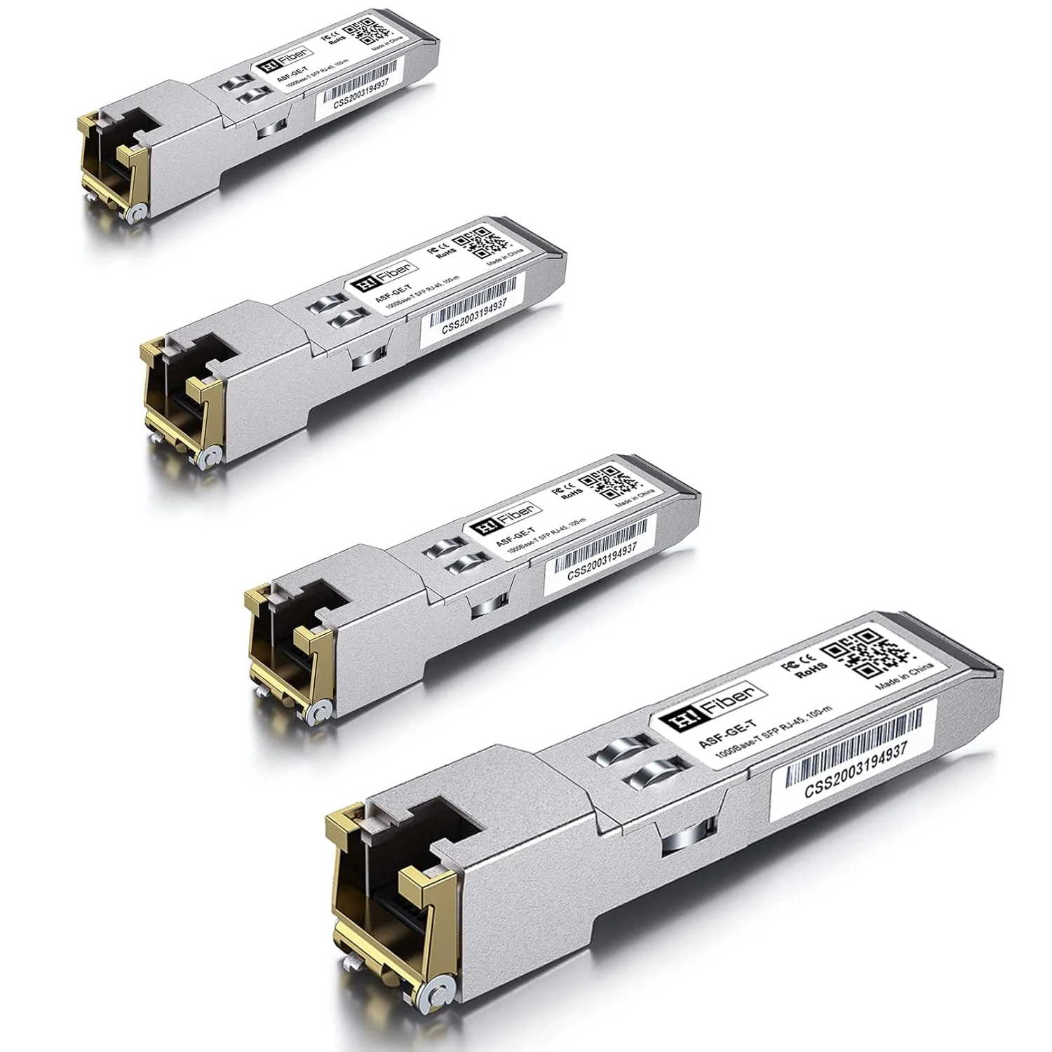 ماژول 4 عددی 1G SFP به RJ45، فرستنده و گیرنده اترنت مسی 1000Base-T، 100 متر، برای سیسکو SFP-GE-T، یوبیکیوتی UF-RJ45-1G، یونی‌فای، تی‌پی-لینک TL-SM331T، مراکی، میکروتیک، فورتی‌نت، اینتل، نت‌گیر