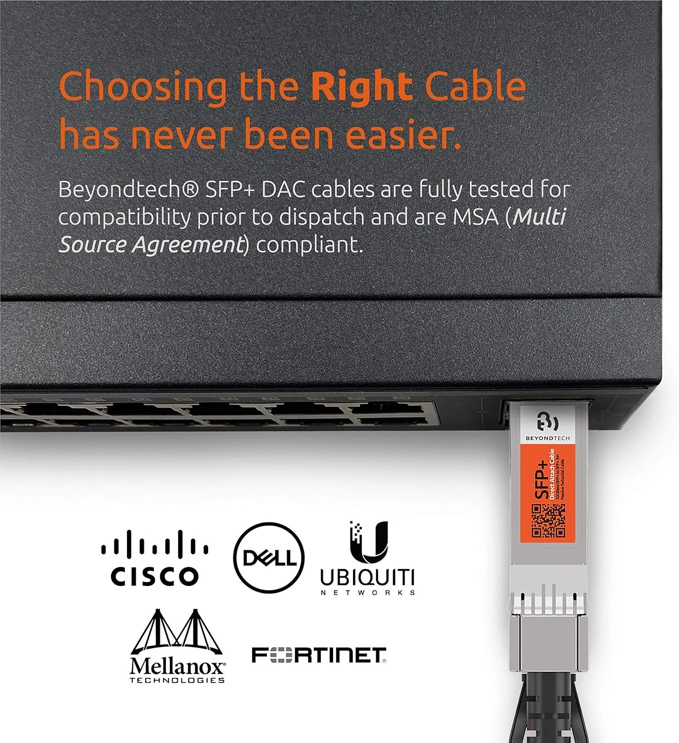 کابل اتصال مستقیم BEYONDTECH 10G SFP+ – کابل های شبکه اترنت 10 گیگابیتی Twinax LSZH 30 AWG – کابل SFP+ DAC سری PureGigabit – 2 متر (6.5 فوت)