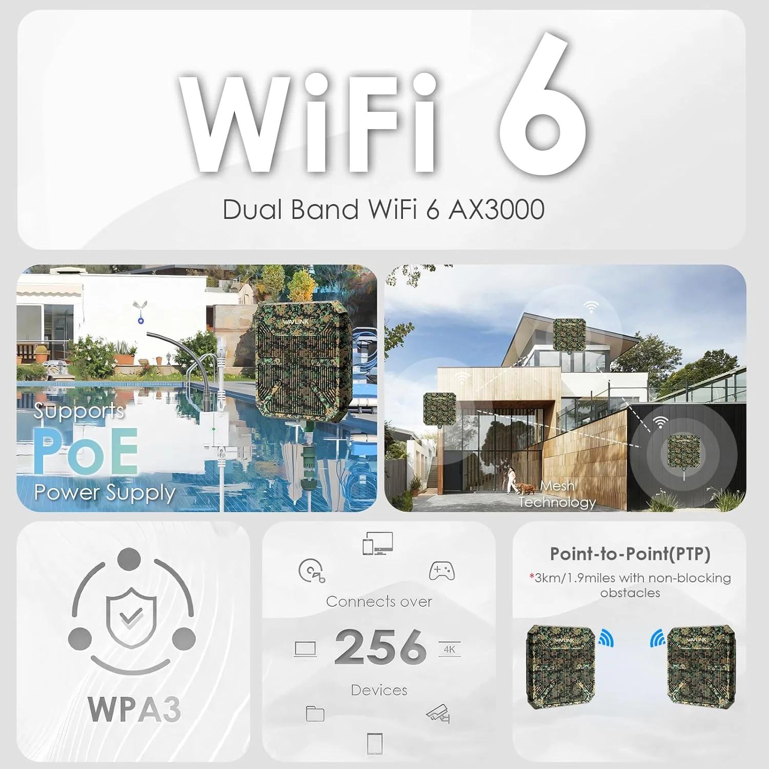 WAVLINK AX3000 وای فای 6 بی سیم بیرونی برد بلند با تکرار کننده وای فای AC1200 WAVLINK AX3000 وای فای 6 بی سیم بیرونی برد بلند با تکرار کننده وای فای AC1200