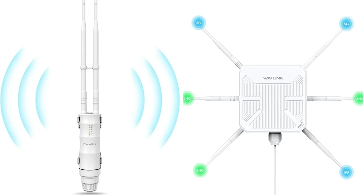 تقویت کننده وای فای بیرونی WAVLINK AX3000 به همراه تقویت کننده وای فای بیرونی AC600 با برد بلند