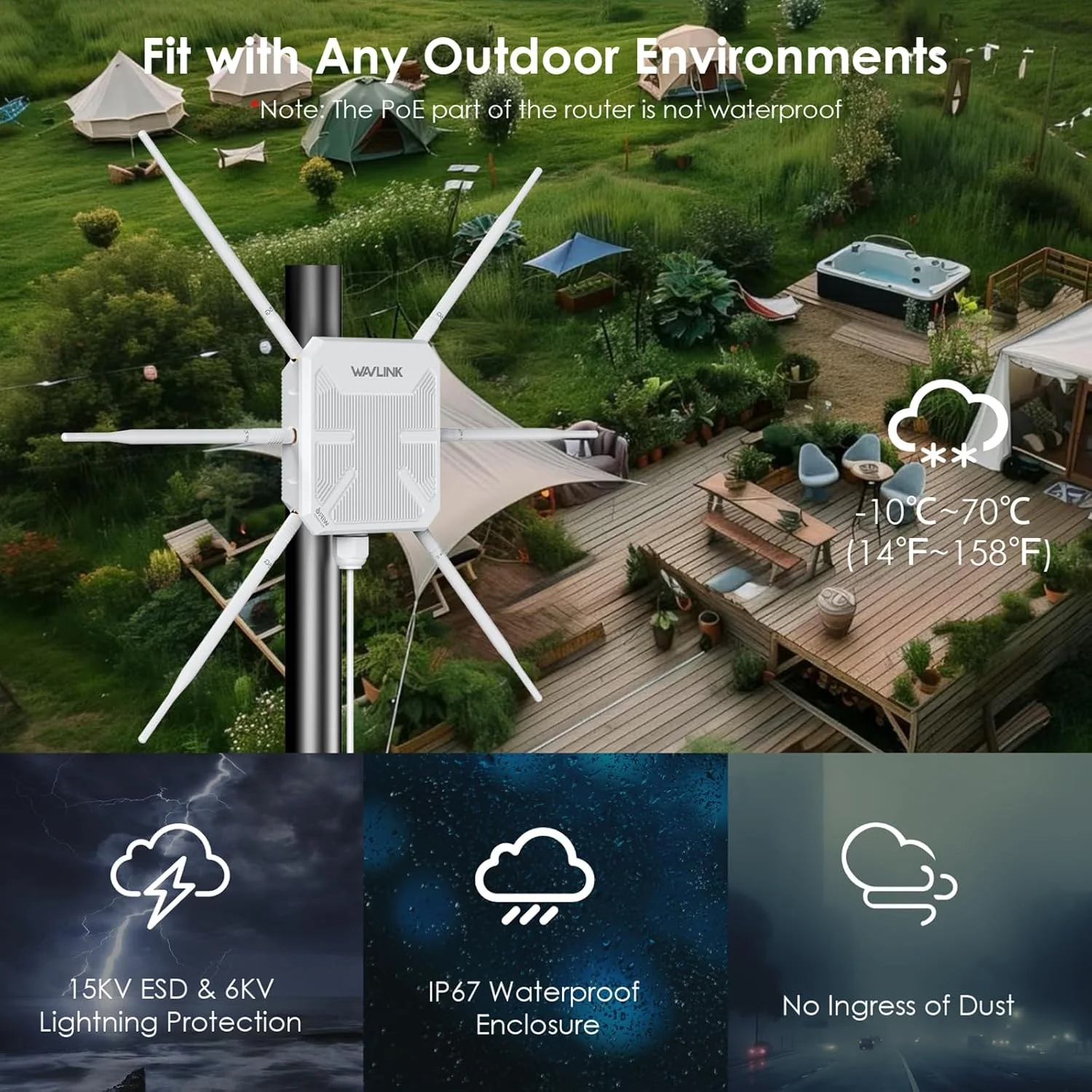 تقویت کننده وای فای بیرونی WAVLINK AX3000 با تقویت کننده سیگنال وای فای N300